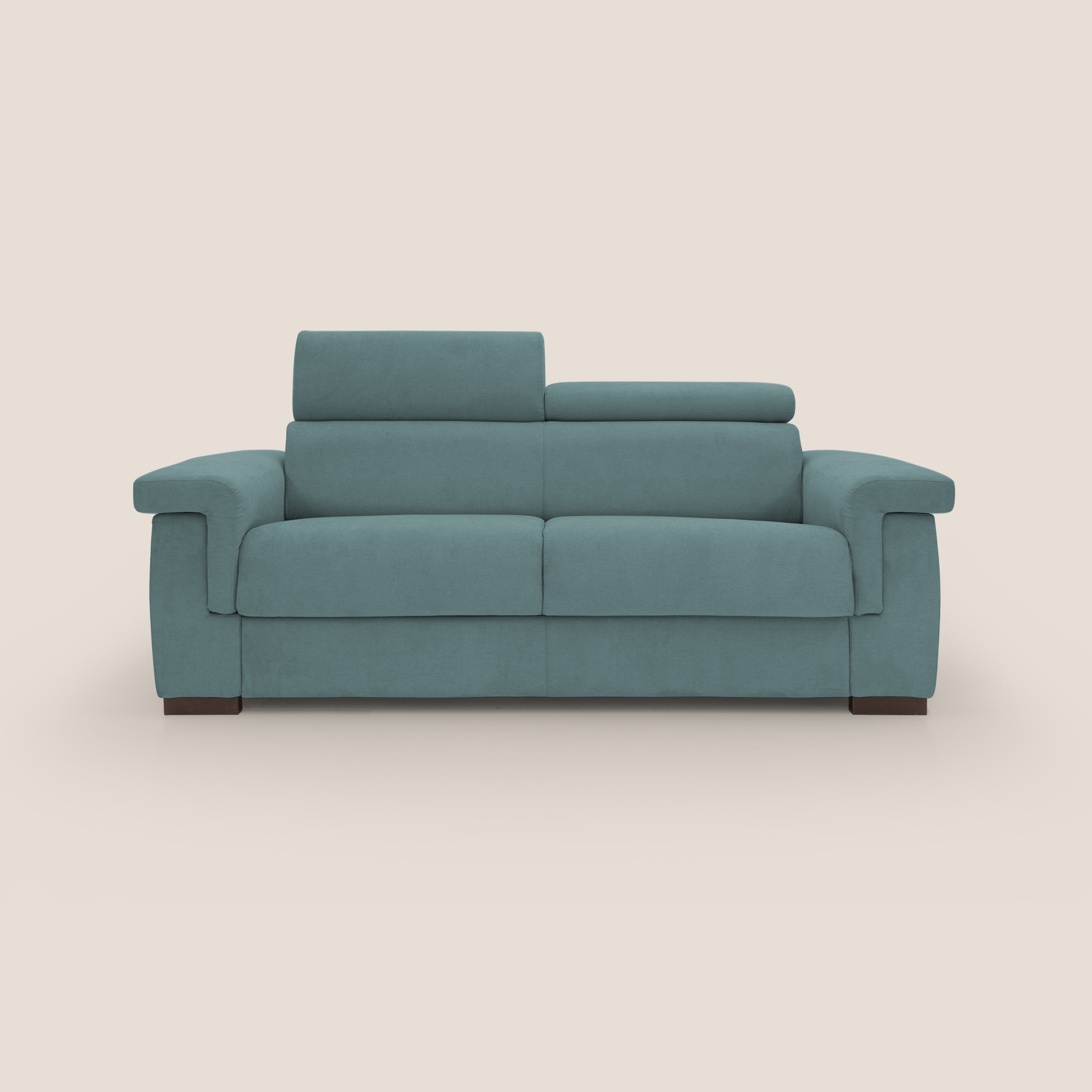 Bjorn divano letto sfoderabile con materasso H18 cm e poggiatesta reclinabili in tessuto impermeabile T02 petrolio - divani.store