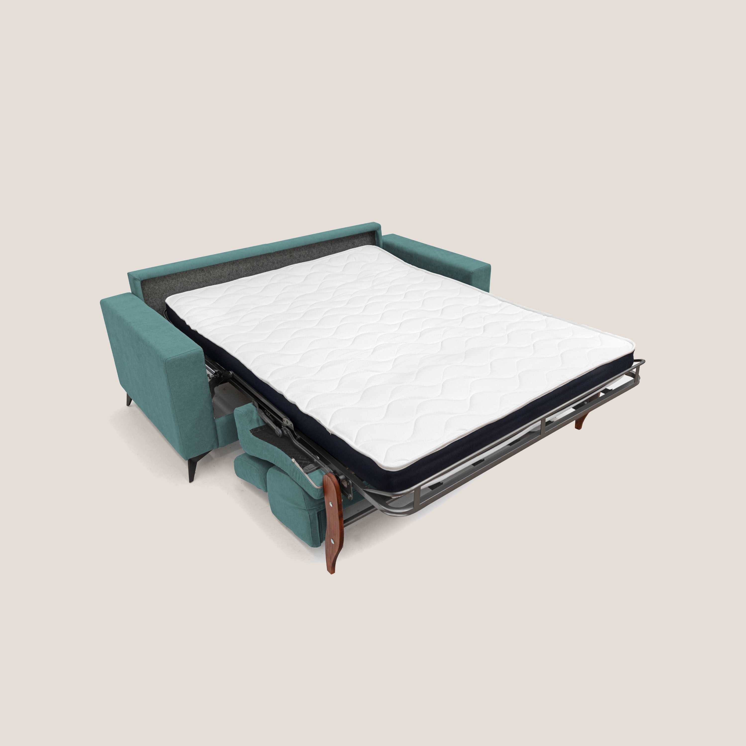 Pegaso divano letto con poggiatesta reclinabili e rivestimento T02 petrolio - divani.store