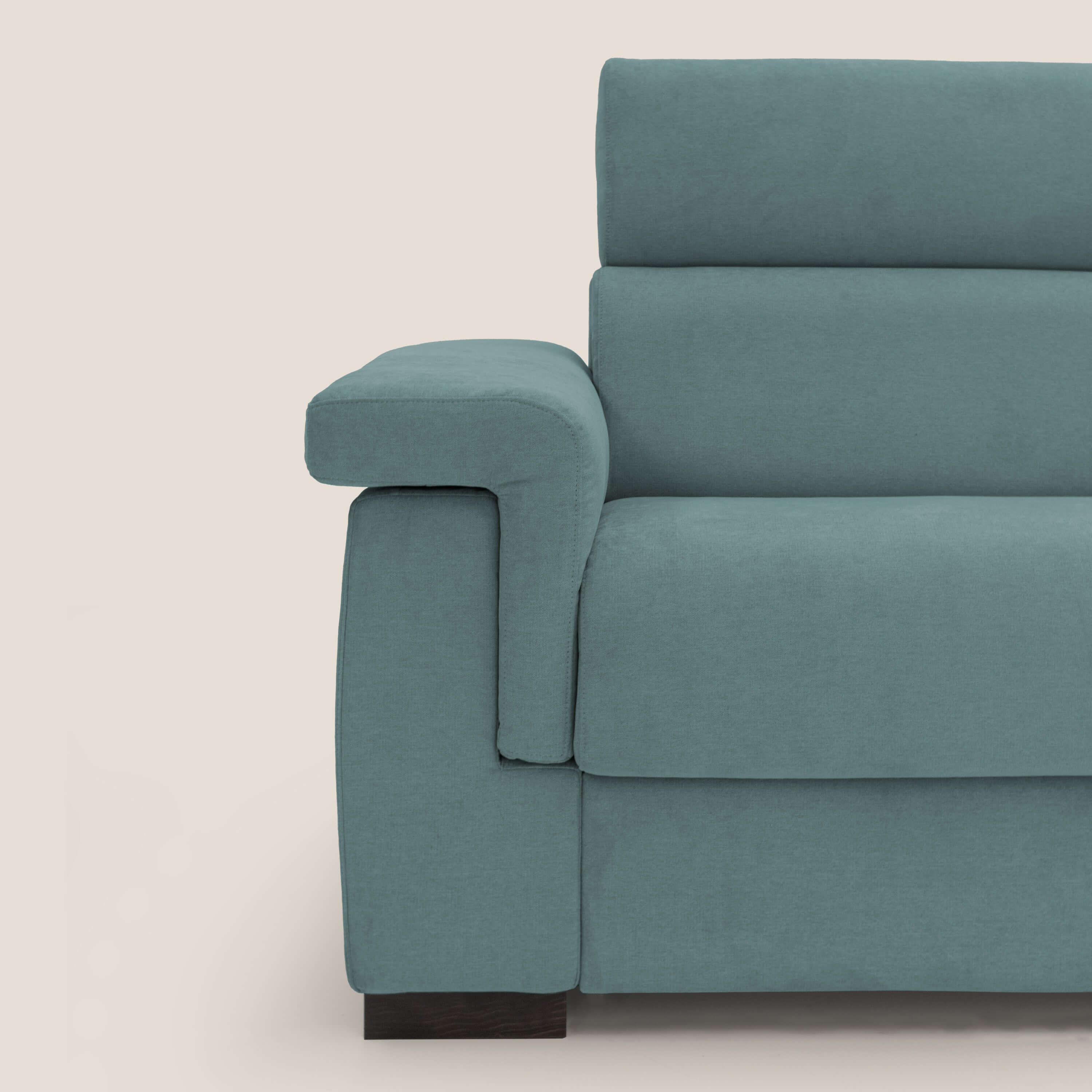 Bjorn divano letto sfoderabile con materasso H18 cm e poggiatesta reclinabili in tessuto impermeabile T02 petrolio - divani.store