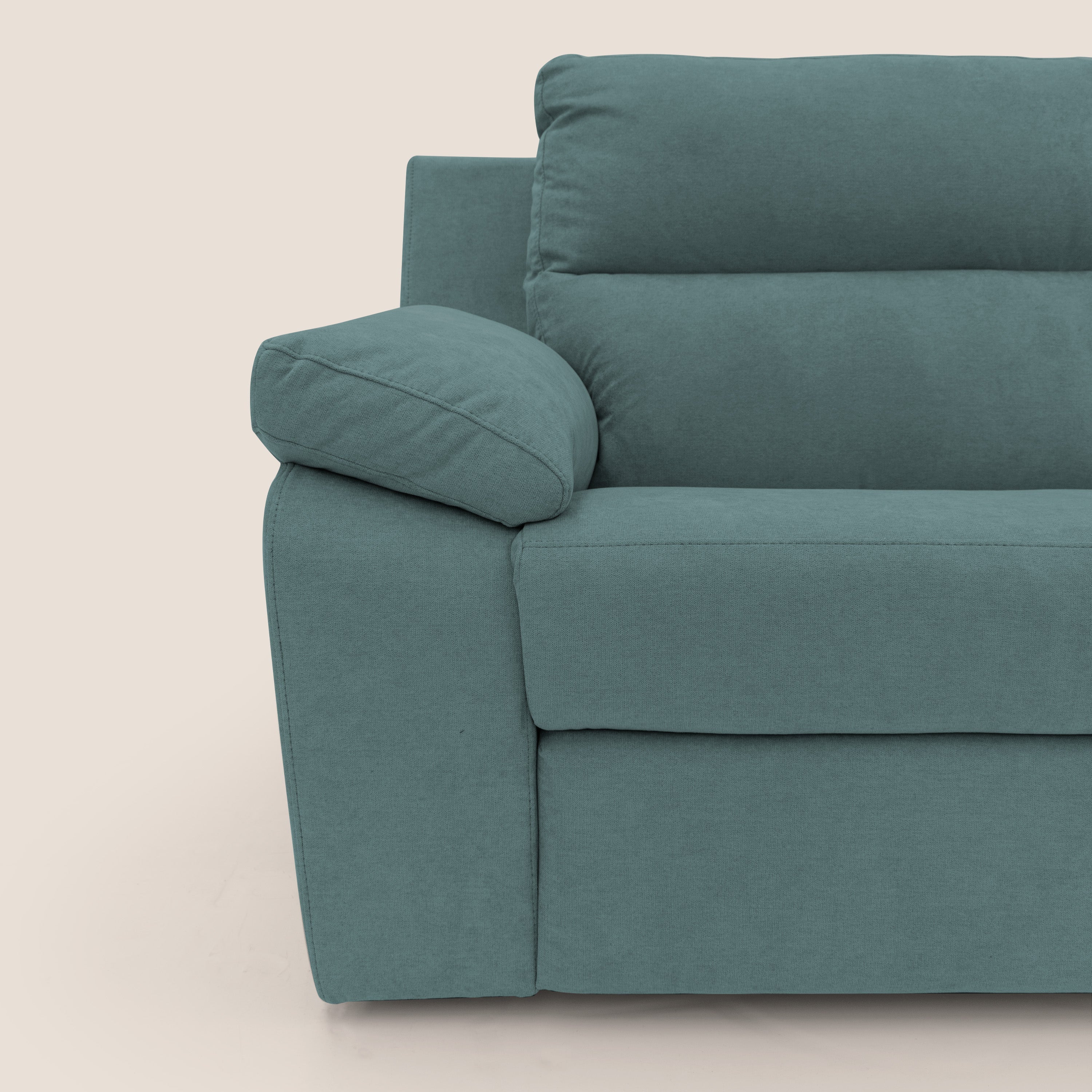 Romeo Divano relax con recliner elettrico in morbido tessuto impermeabile T02 petrolio - divani.store