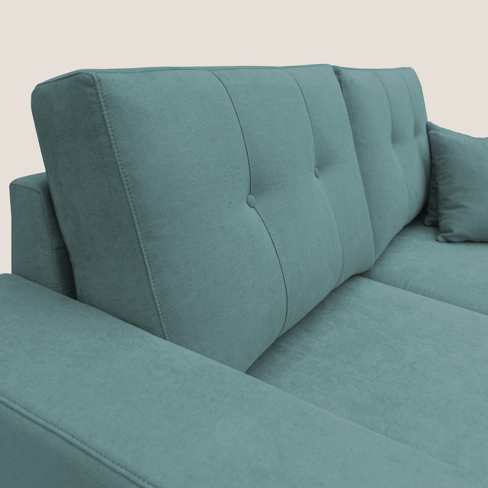 Giove divano in morbido tessuto impermeabile T02 petrolio - divani.store