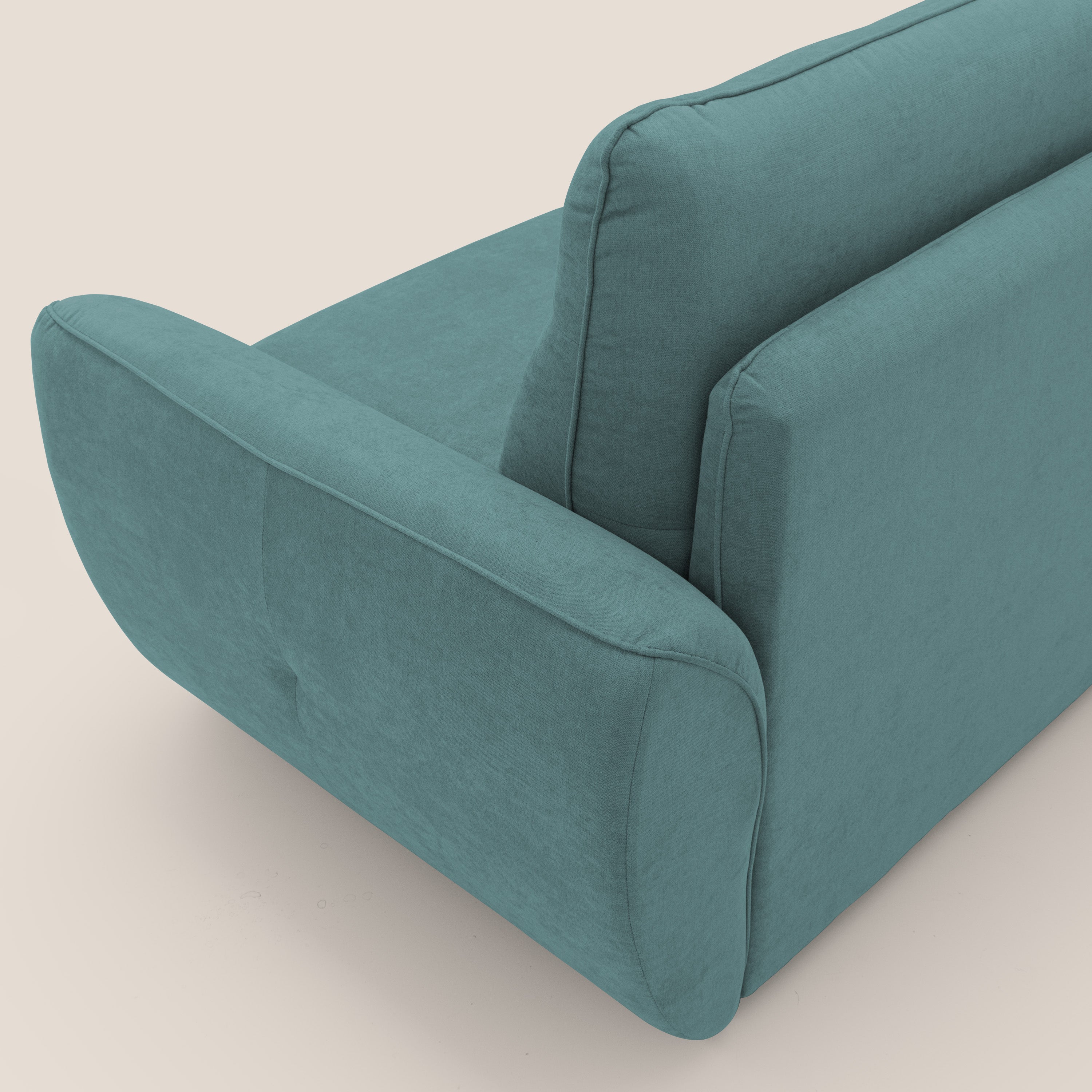 Zeus Divano letto scandinavo con schienale alto in tessuto impermeabile T02 petrolio - divani.store