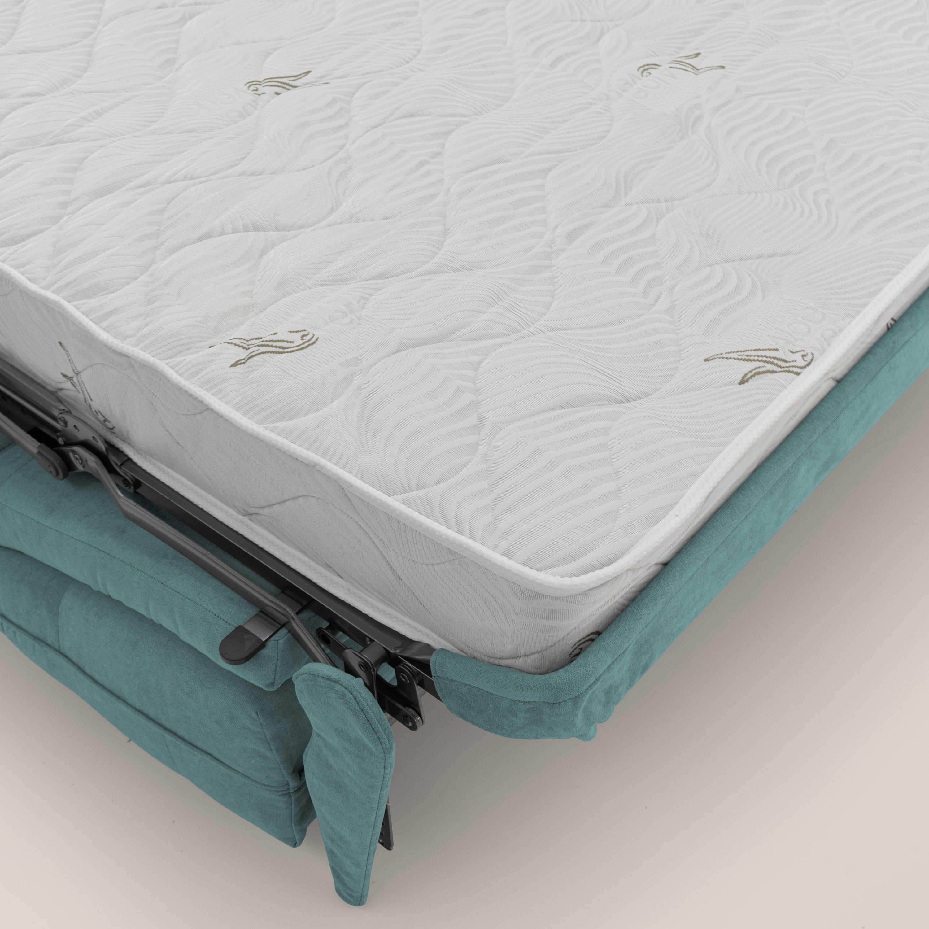 Zeus divano letto angolare con materasso H18 cm pouf mobile in tessuto impermeabile T02 - divani.store