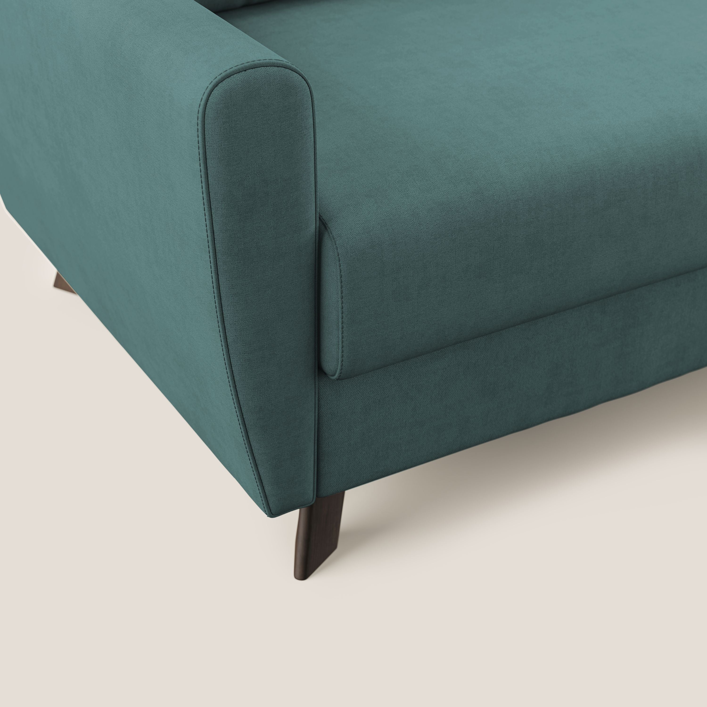 Callisto Divano letto matrimoniale in tessuto morbido impermeabile T02 petrolio - divani.store