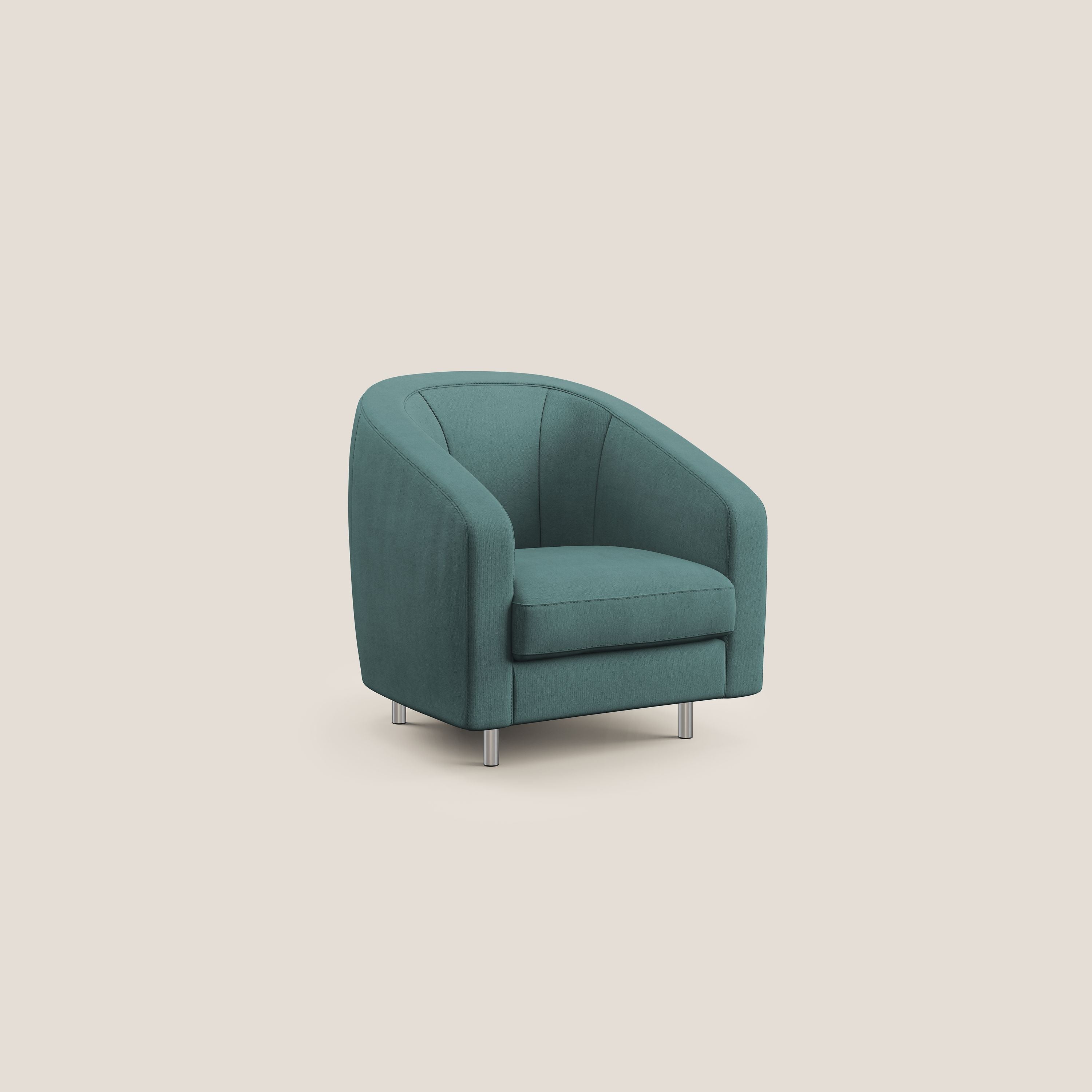 Sally Poltroncina in tessuto morbido impermeabile T02 petrolio - divani.store