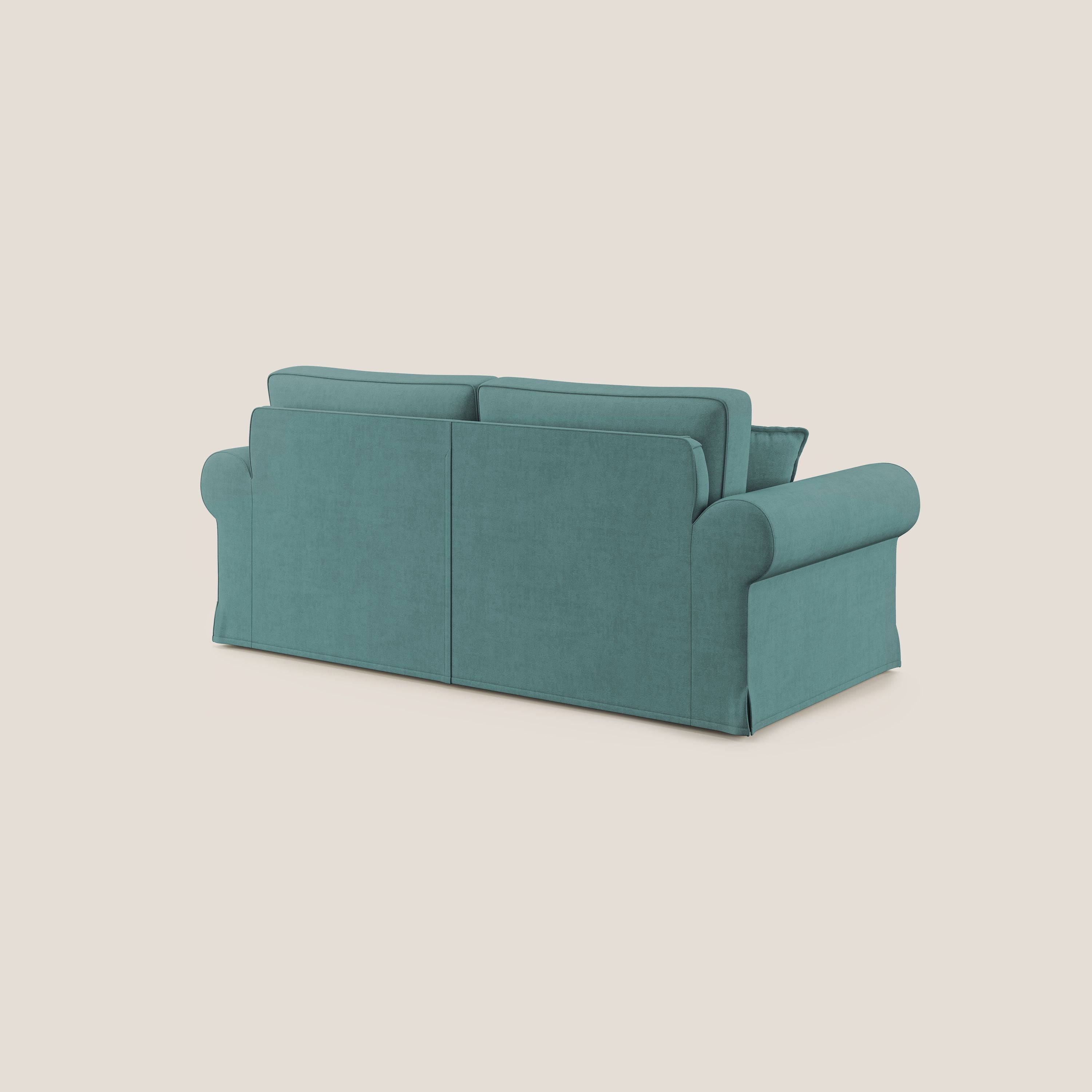 Lady divano classico in piuma d'oca realizzato con tessuto impermeabile T02 petrolio - divani.store