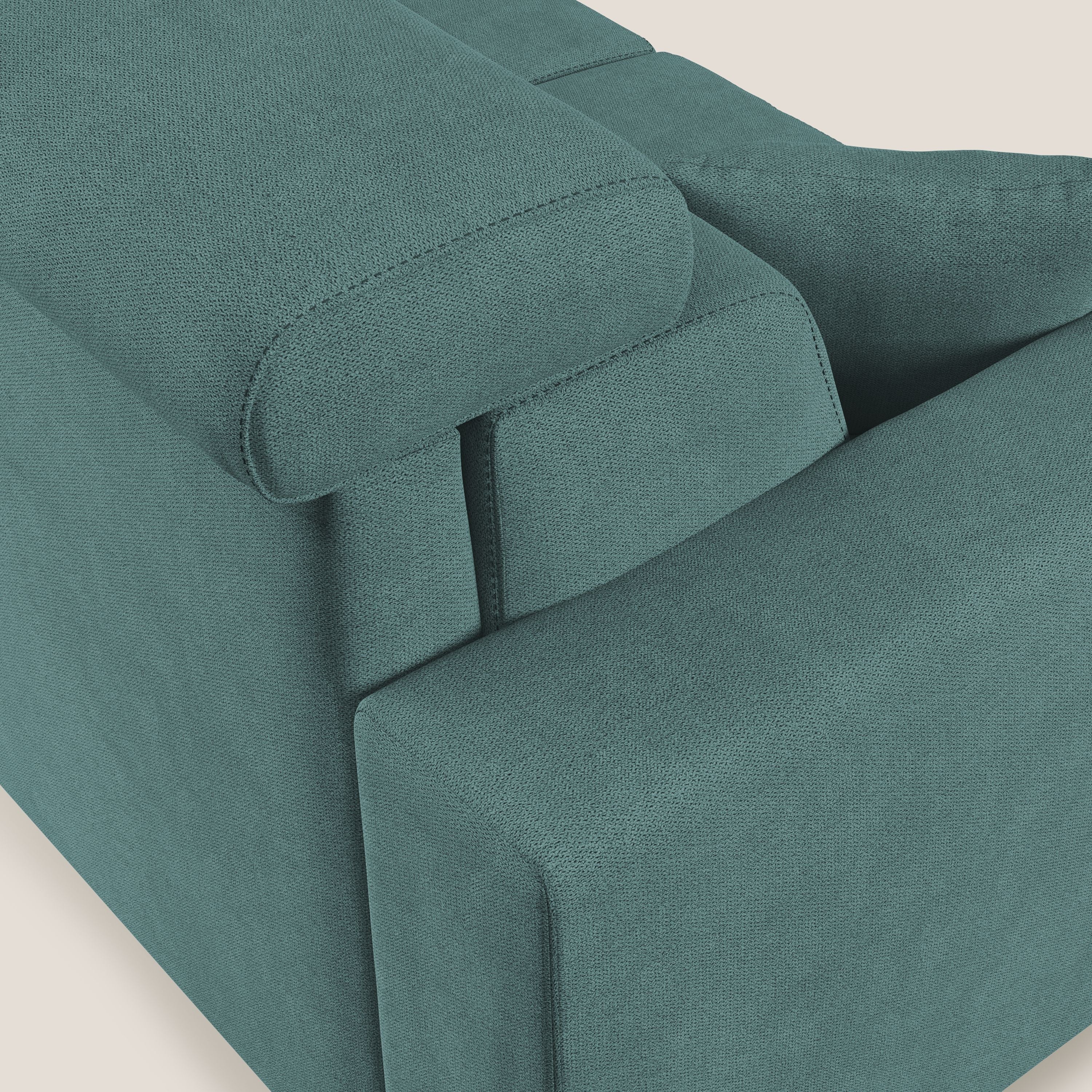 Pegaso divano letto angolare con poggiatesta reclinabili e rivestimento impermeabile T02 petrolio - divani.store