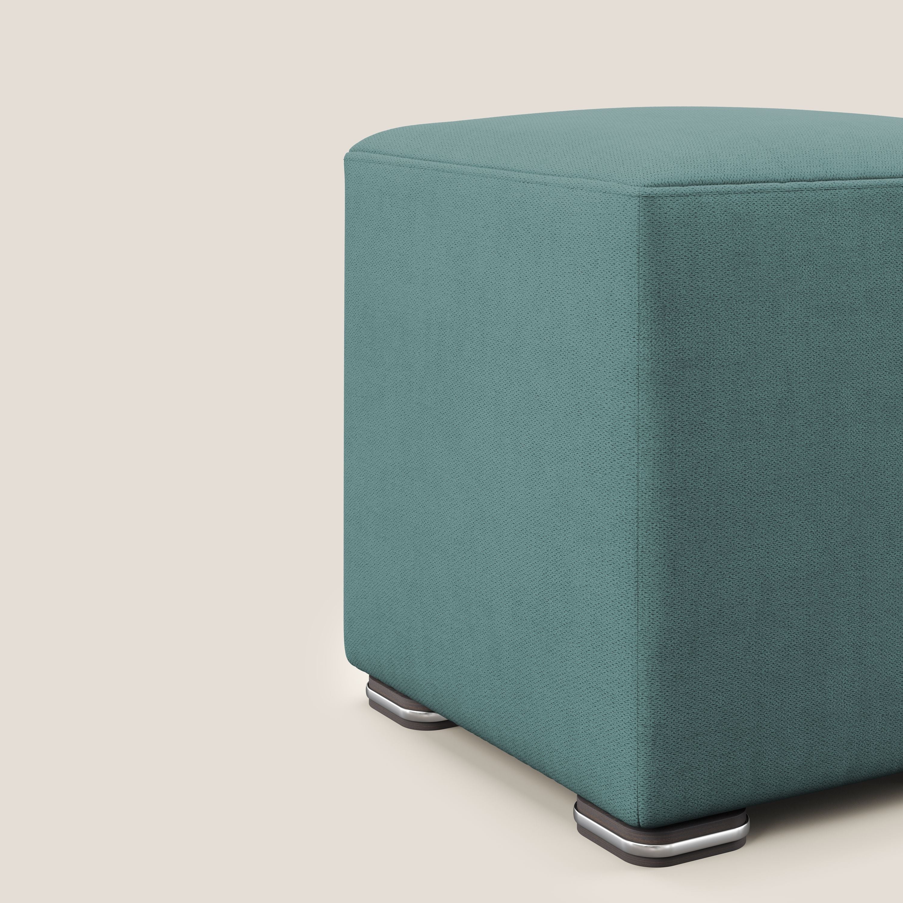 Cube pouf in tessuto morbido impermeabile T02 petrolio - divani.store