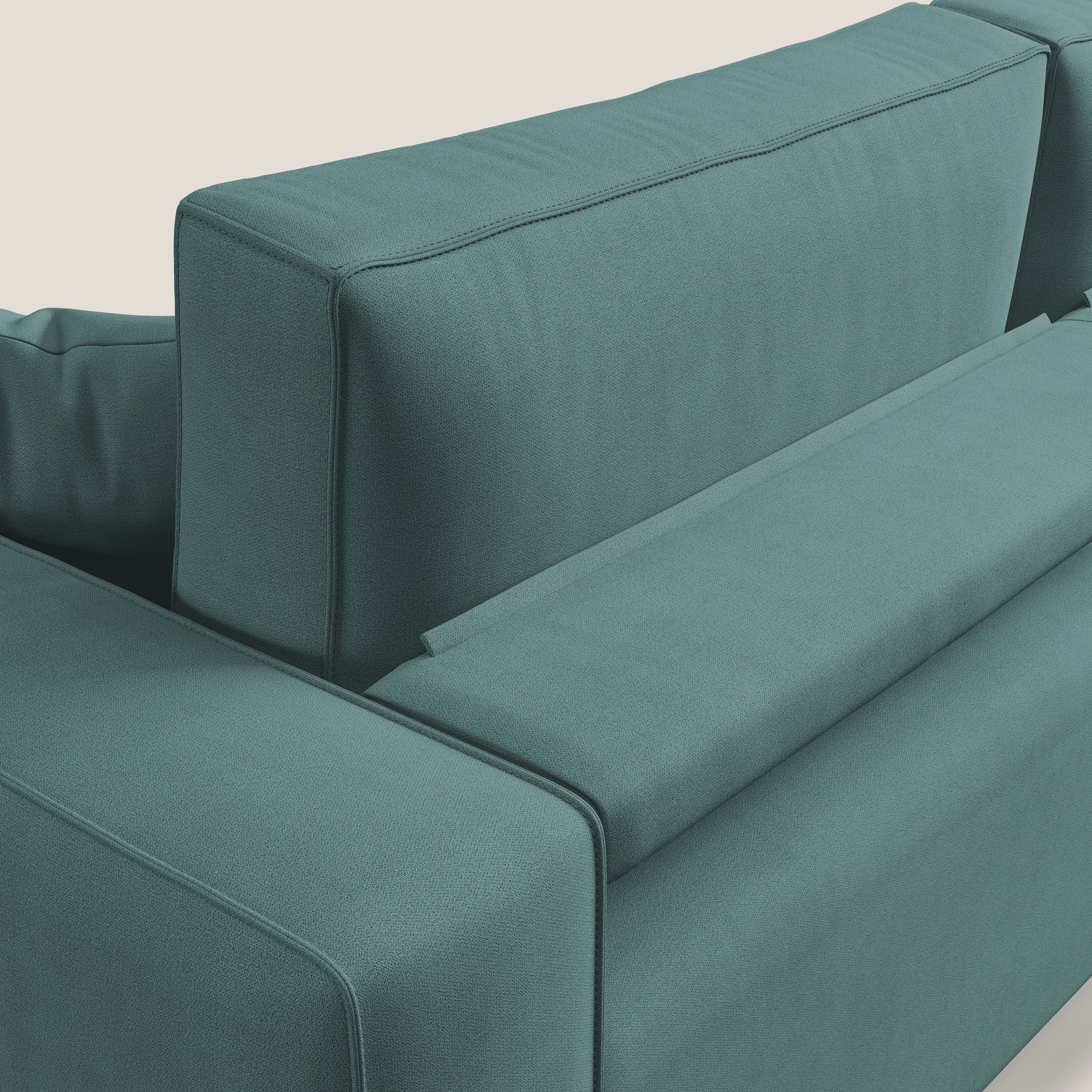 Morfeo divano con sedute estraibili in morbido tessuto impermeabile T02 petrolio - divani.store