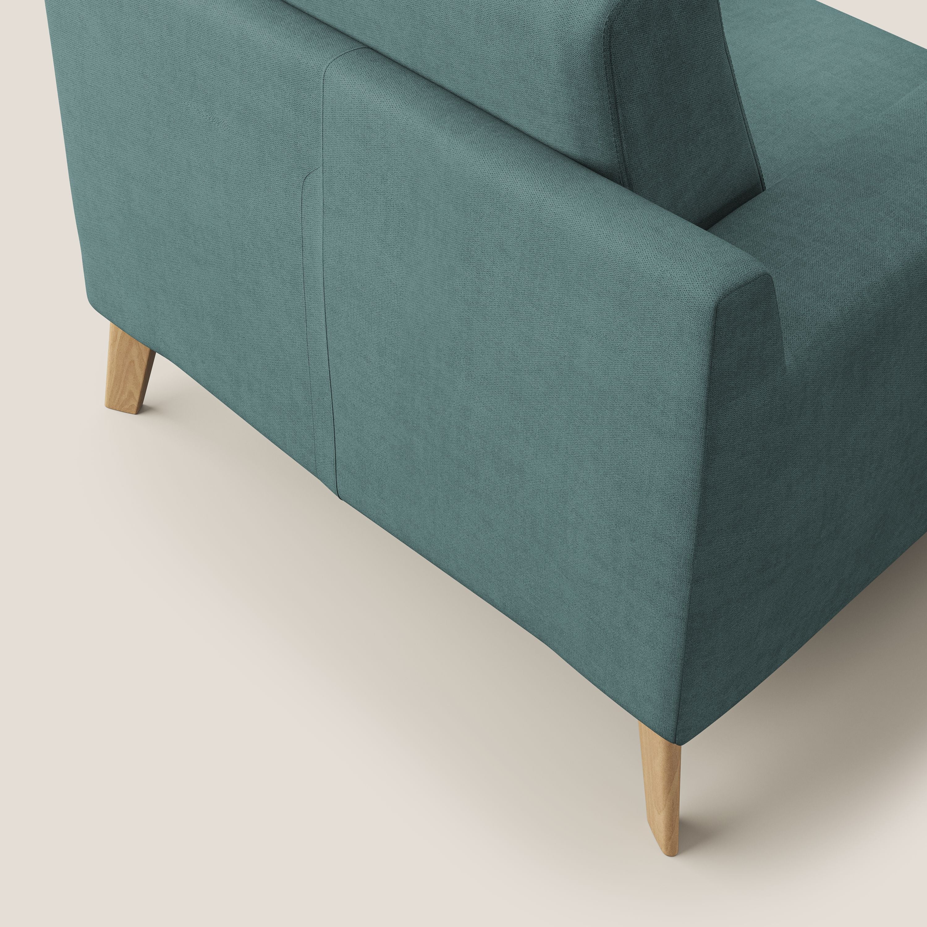 Danish poltroncina in tessuto morbido impermeabile T02 petrolio - divani.store