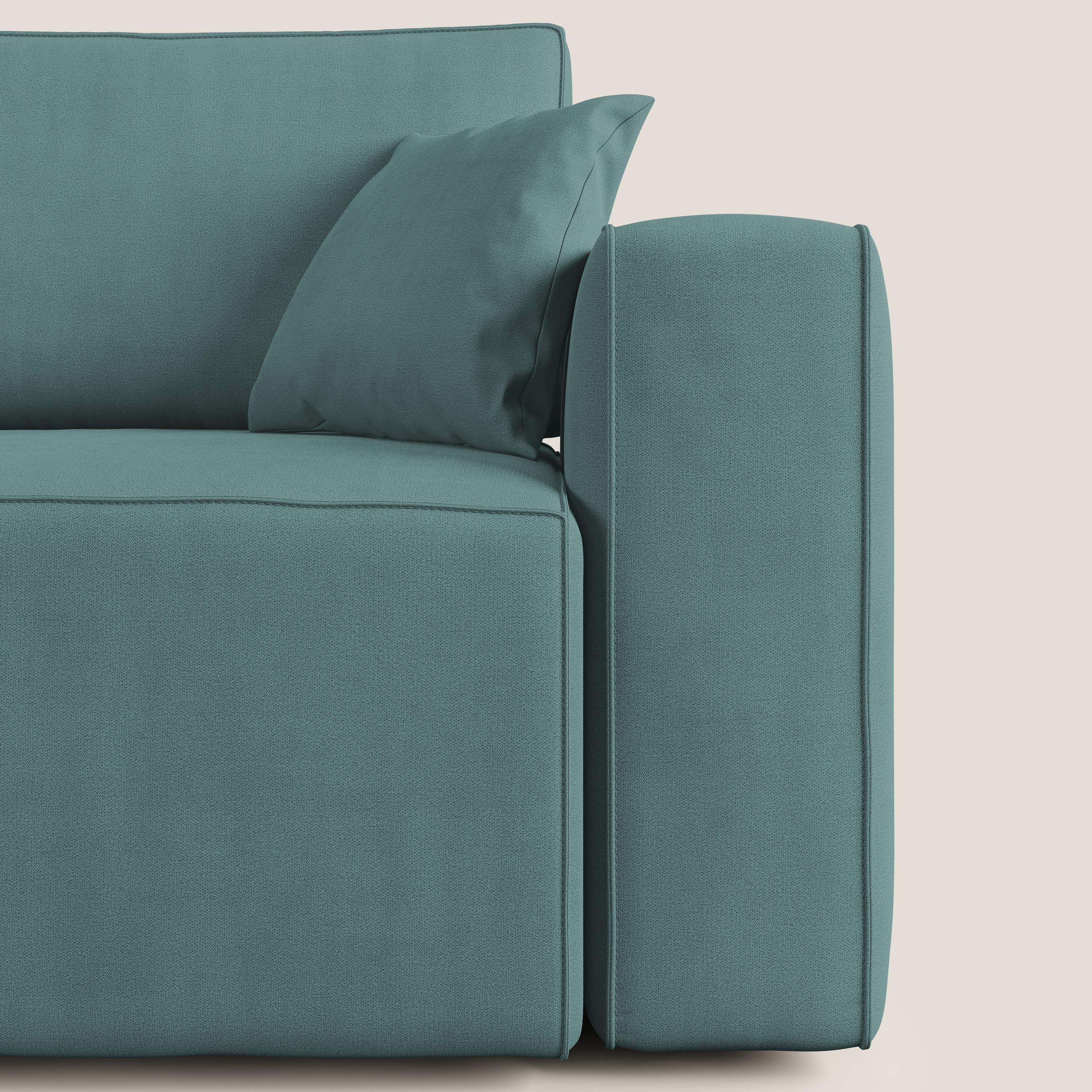 Morfeo divano con sedute estraibili in morbido tessuto impermeabile T02 petrolio - divani.store