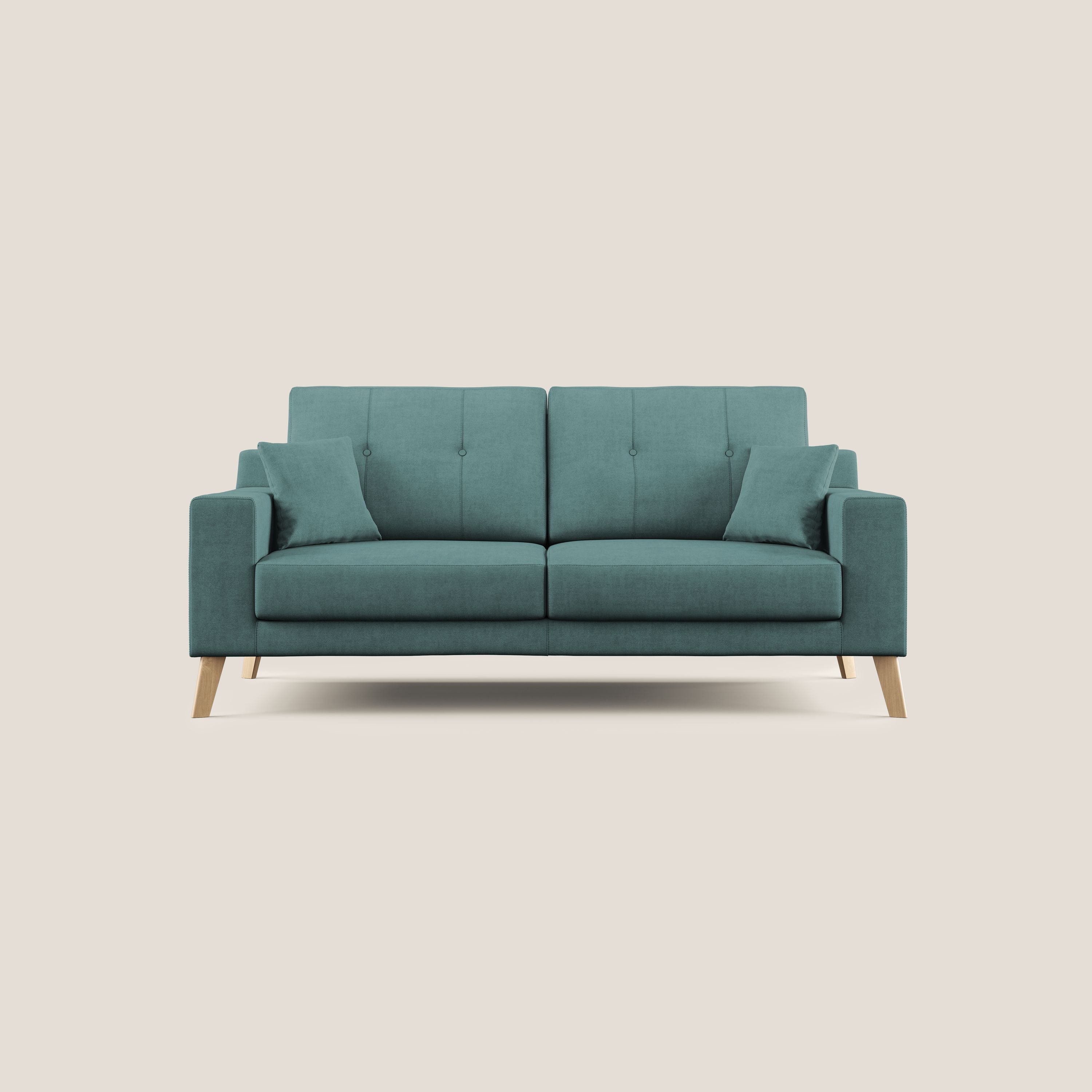 Danish divano moderno in tessuto morbido impermeabile T02 petrolio - divani.store