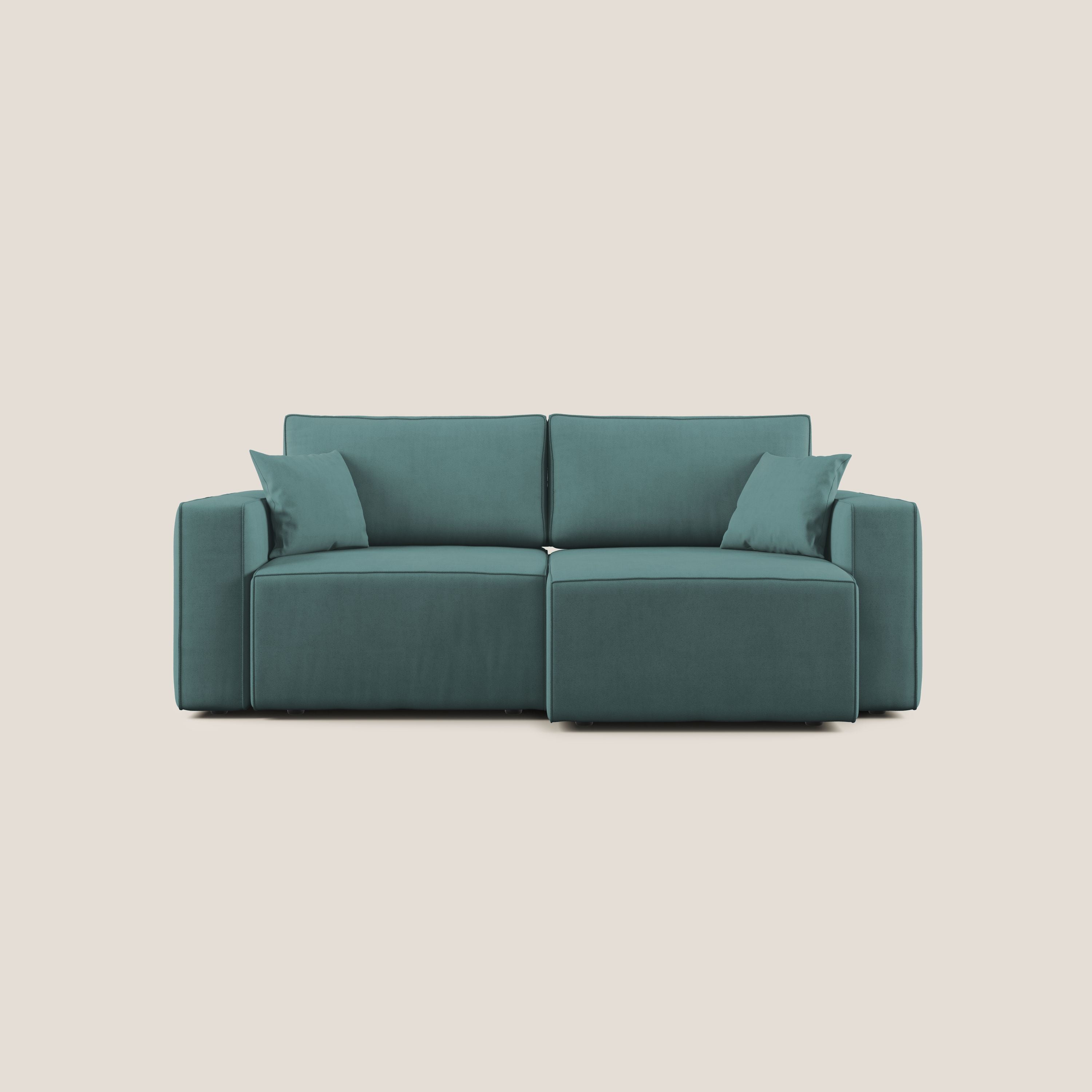 Morfeo divano con sedute estraibili in morbido tessuto impermeabile T02 petrolio - divani.store