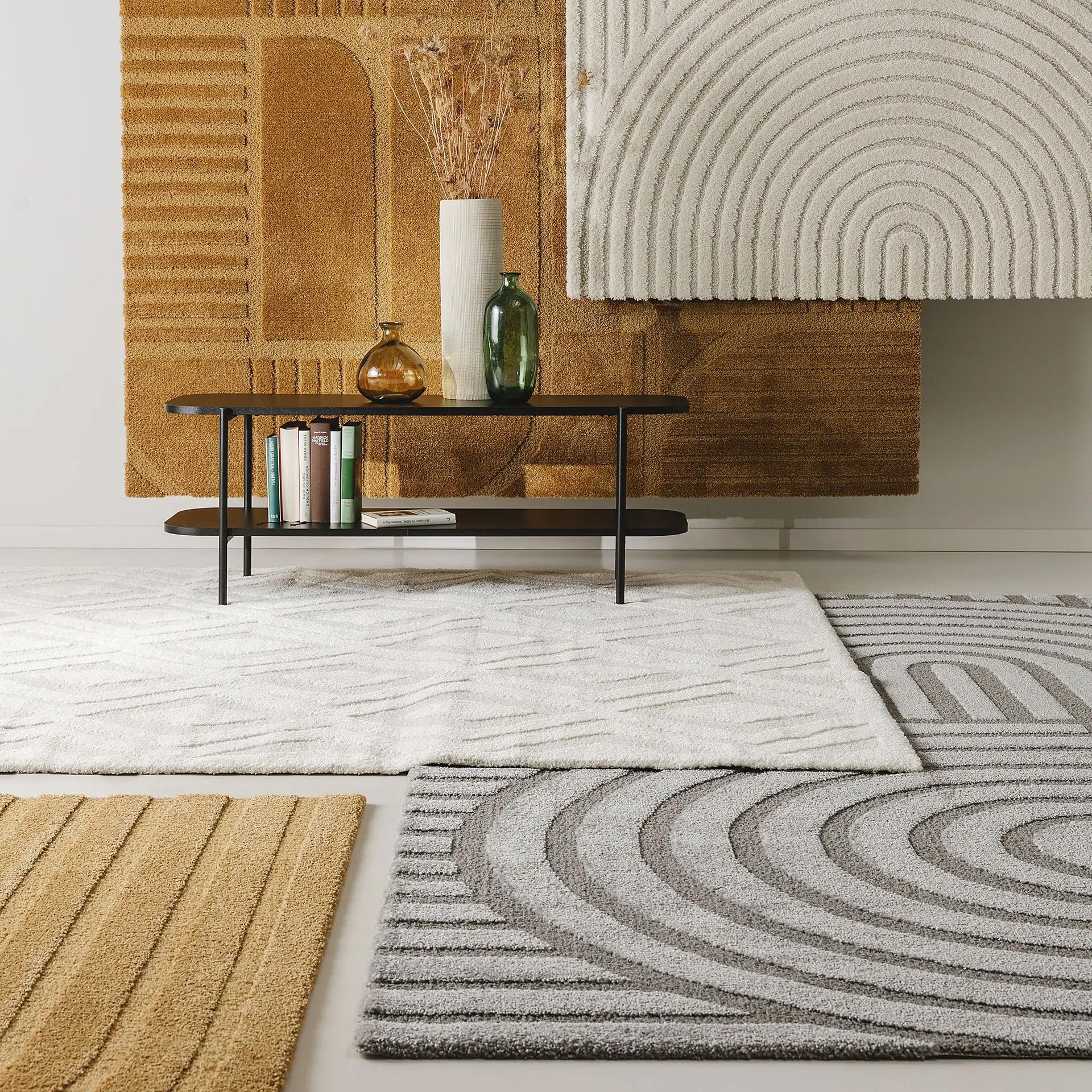 Zefira tappeto con motivo a rilievo giallo impermeabile - divani.store