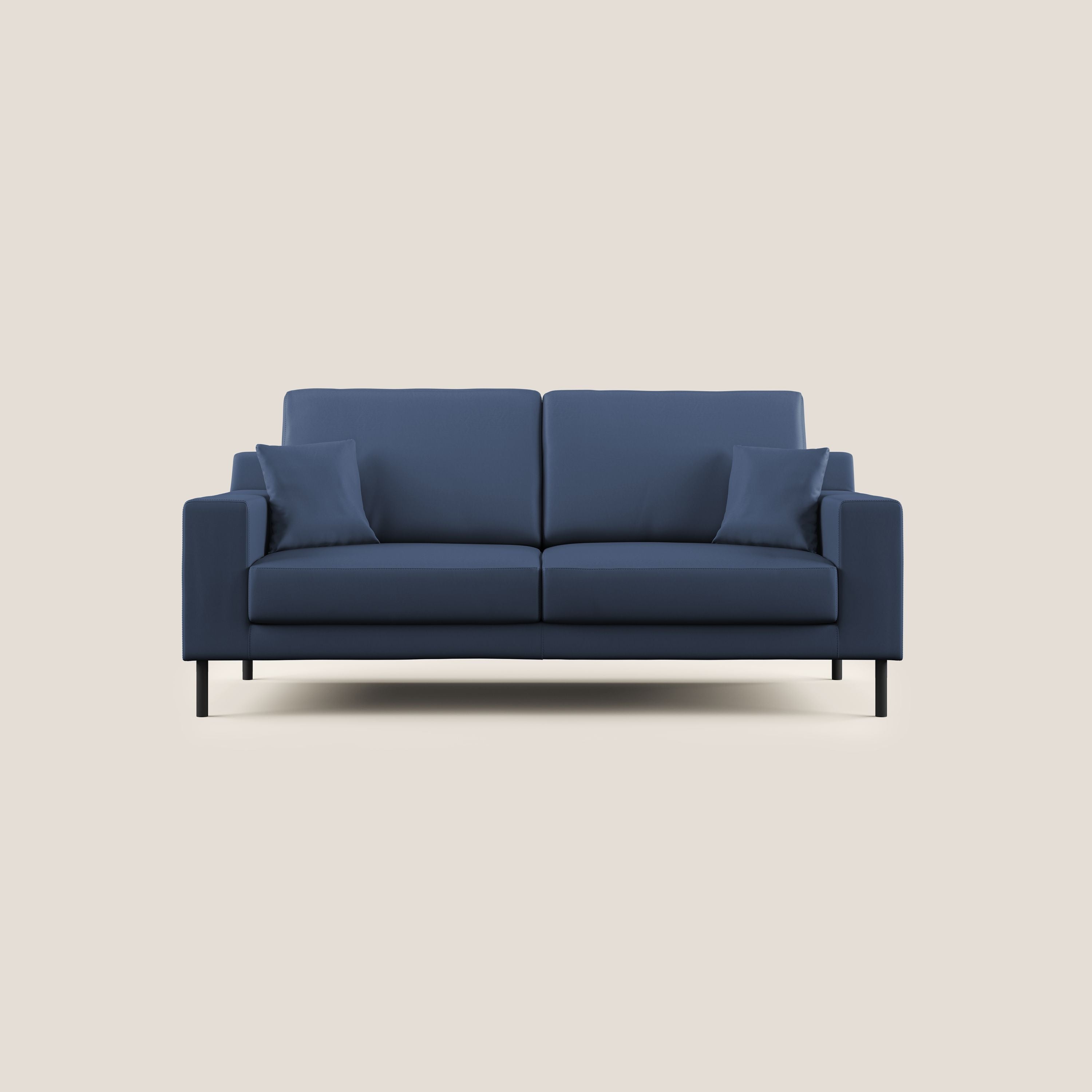 Uranio divano moderno lineare in Ecopelle impermeabile T04 blu - divani.store