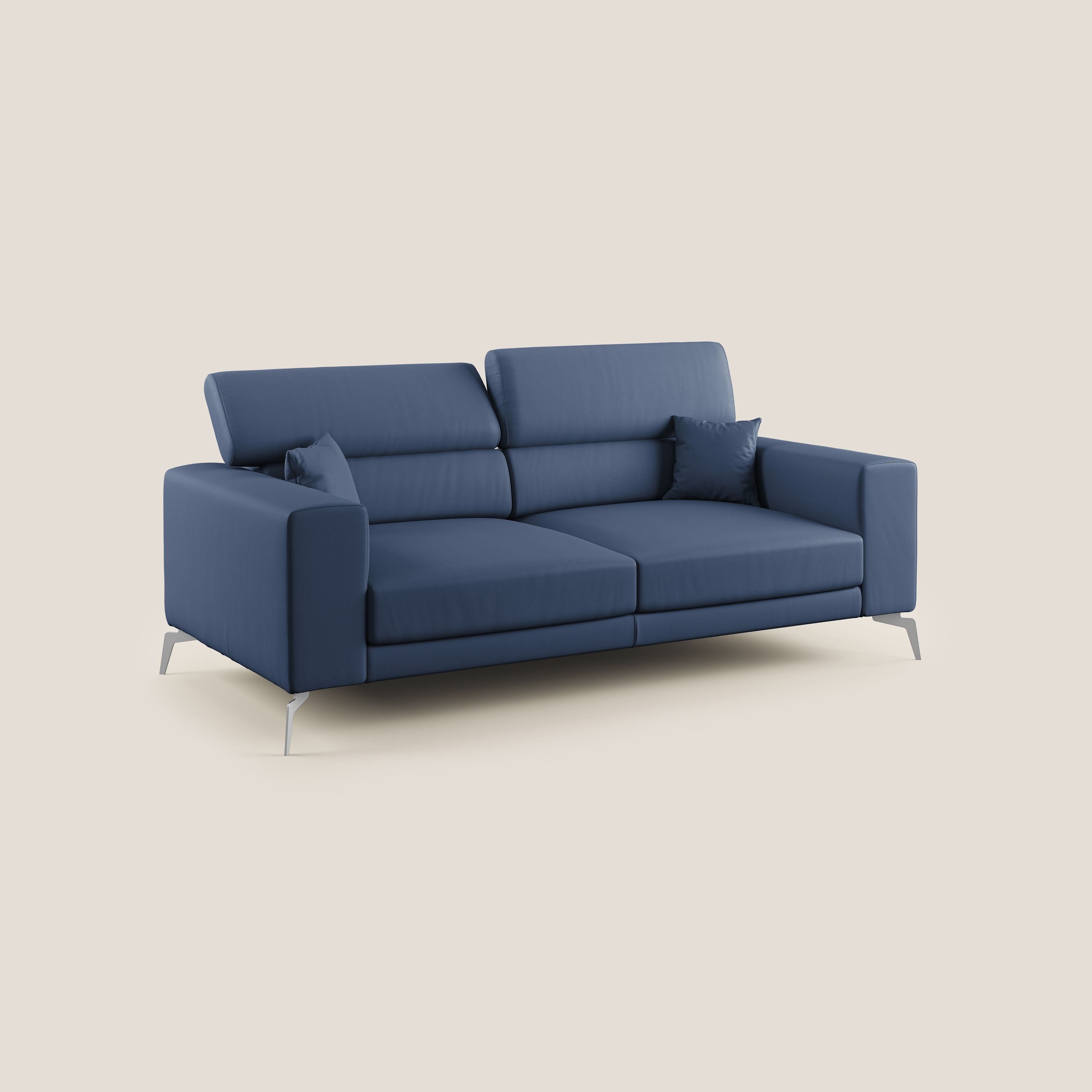 Blade Divano moderno con poggiatesta reclinabili in Ecopelle T04 blu - divani.store