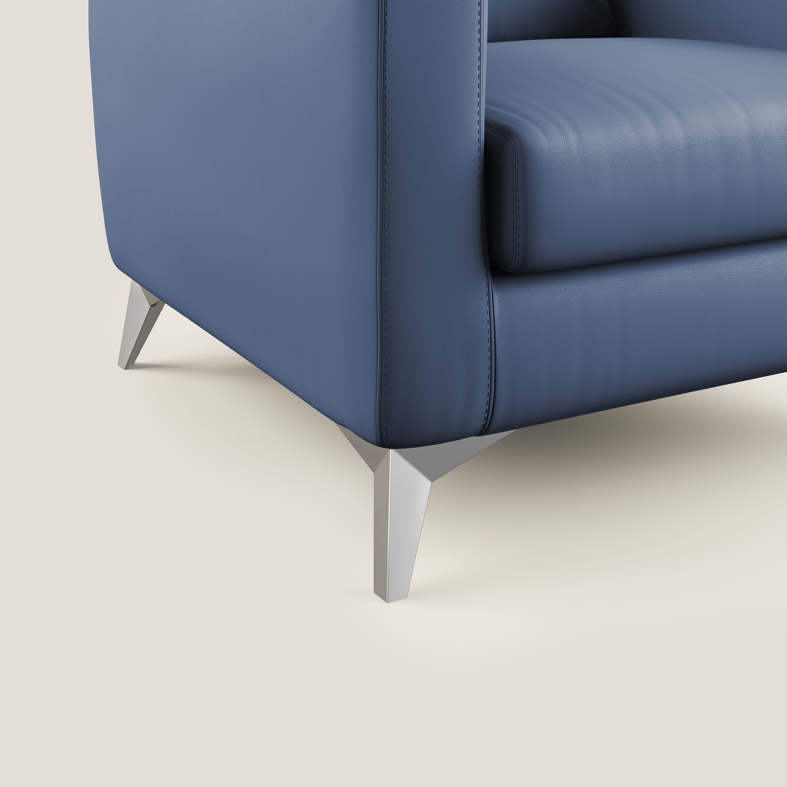 Orione Poltroncina in ecopelle moderna e impermeabile T04 blu - divani.store