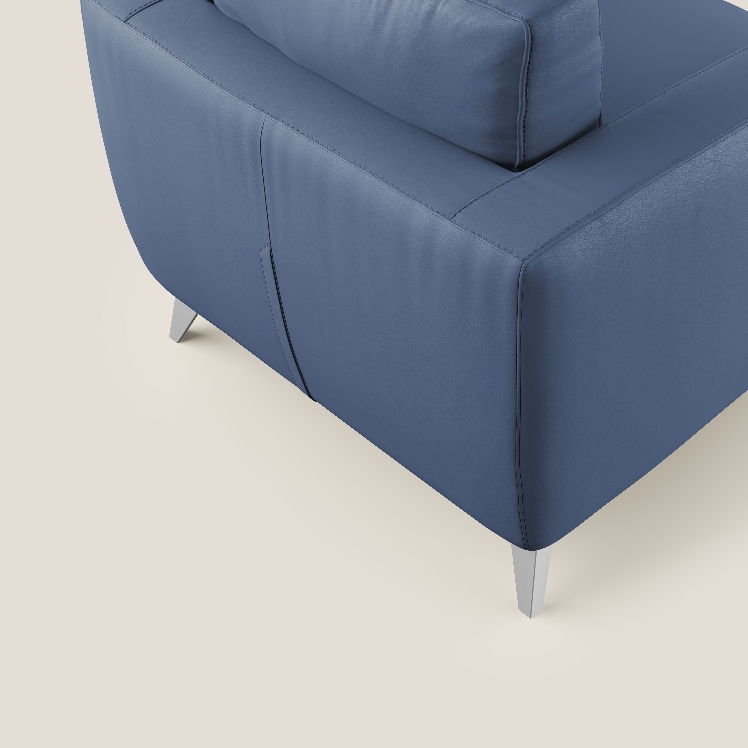 Orione Poltroncina in ecopelle moderna e impermeabile T04 blu - divani.store