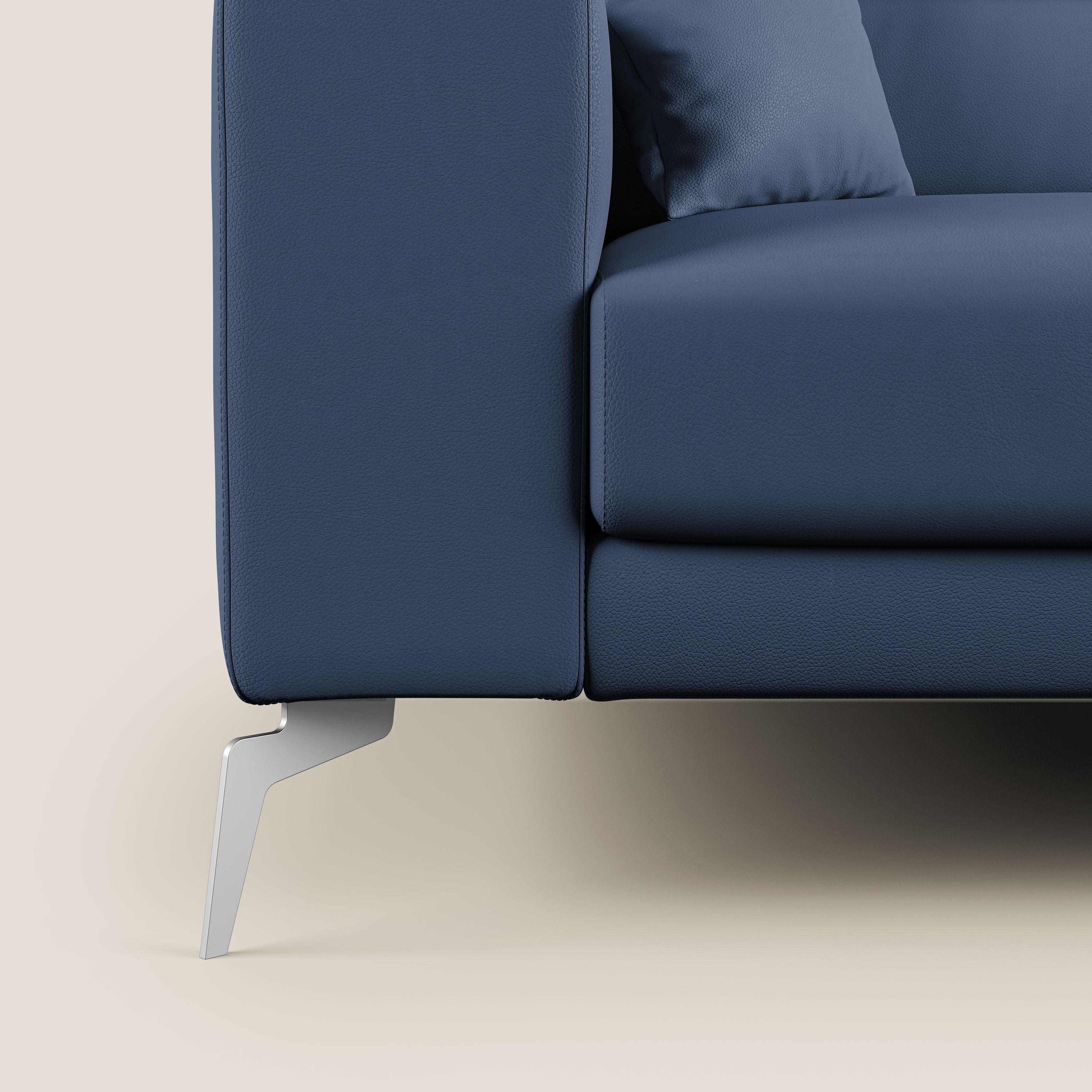 Blade Divano moderno angolare con poggiatesta reclinabili in Ecopelle T04 blu - divani.store