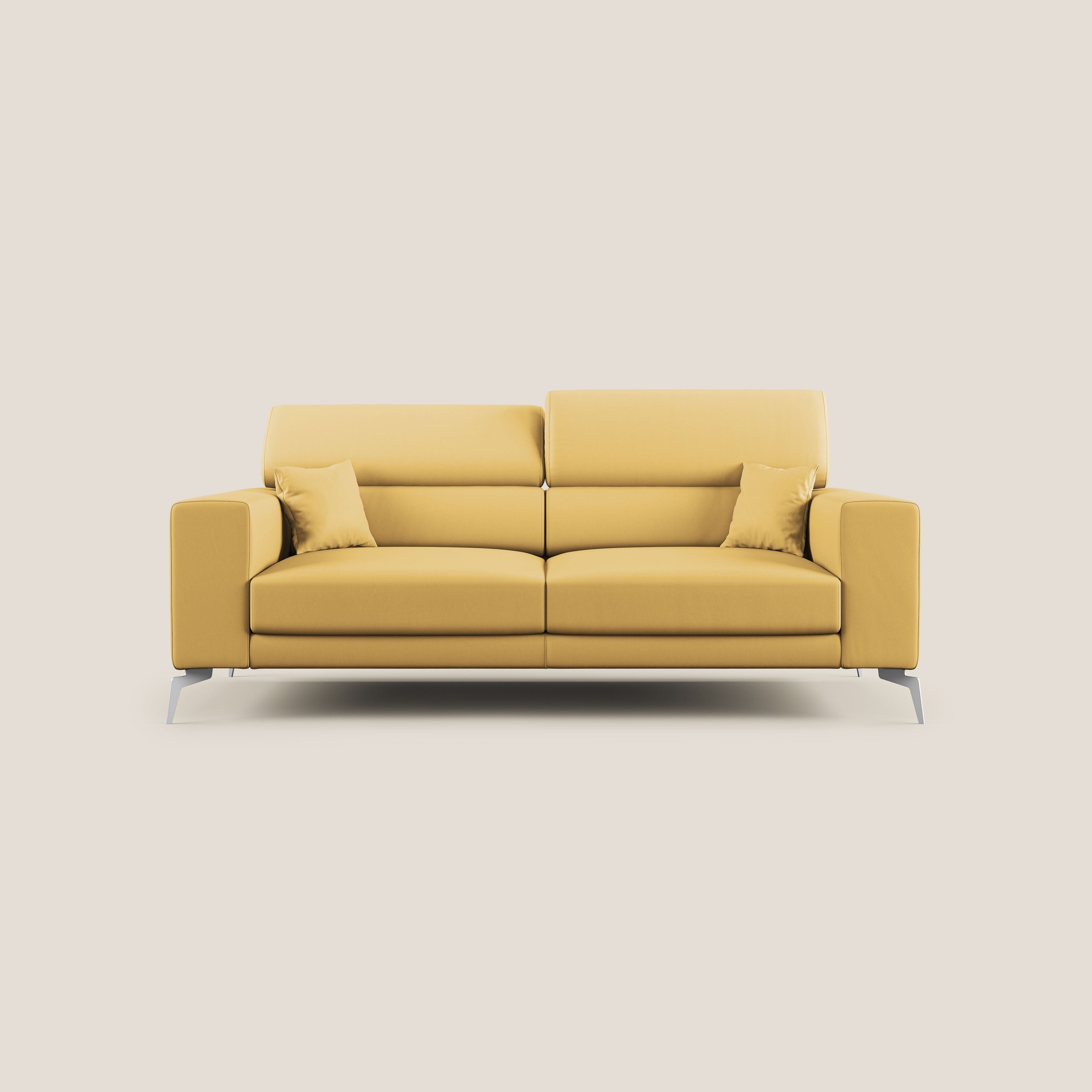 Blade Divano moderno con poggiatesta reclinabili in Ecopelle T04 giallo - divani.store