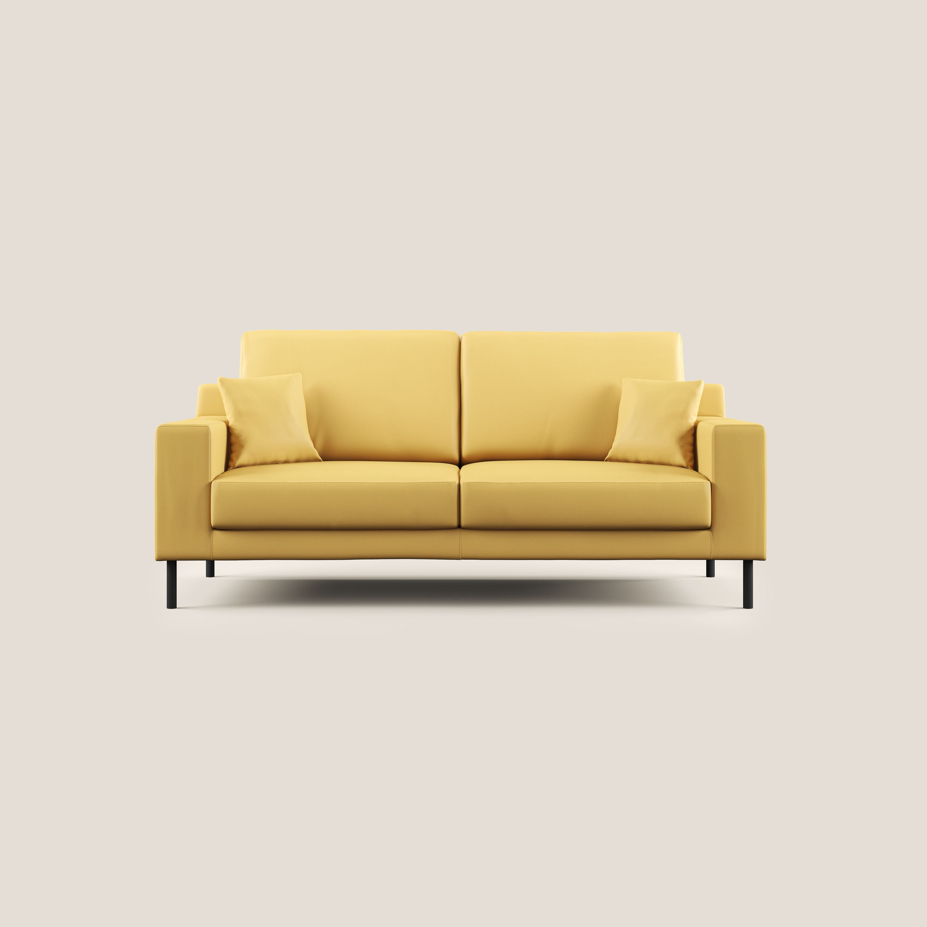 Uranio divano moderno lineare in Ecopelle impermeabile T04 giallo - divani.store