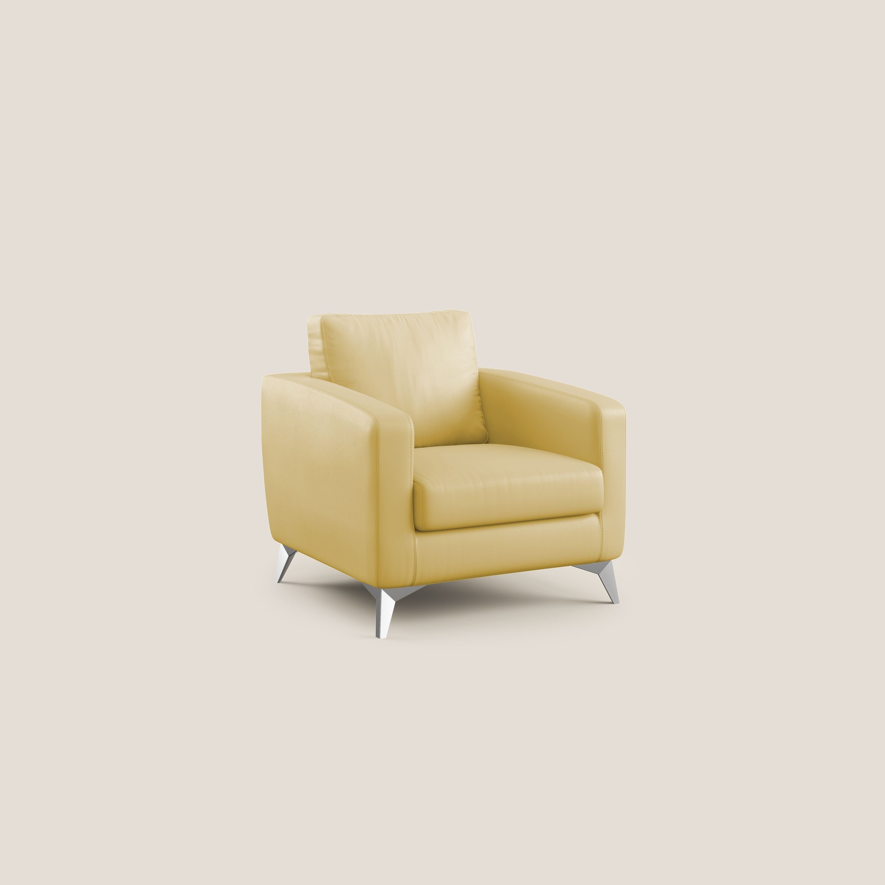 Orione Poltroncina in ecopelle moderna e impermeabile T04 giallo - divani.store