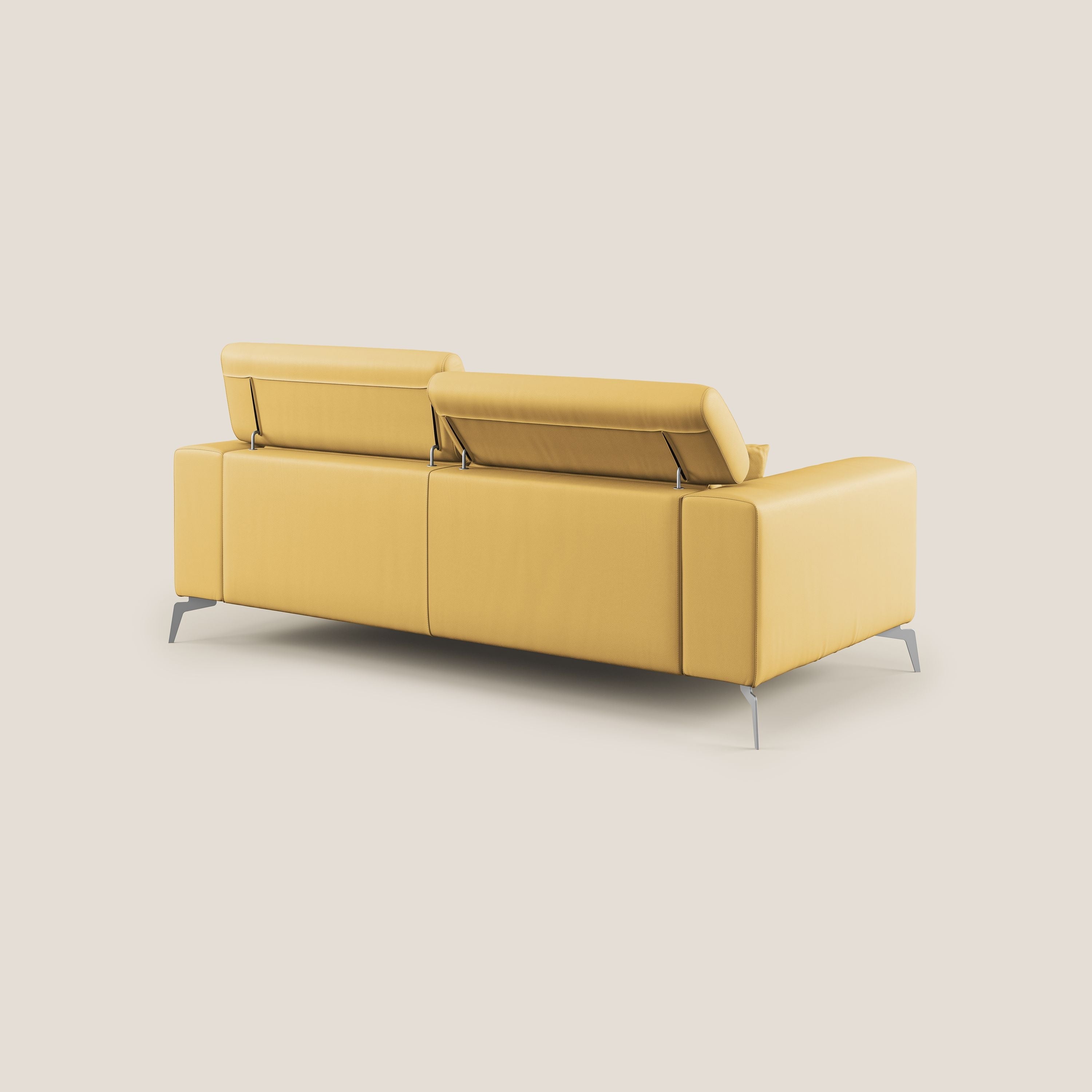 Blade Divano moderno con poggiatesta reclinabili in Ecopelle T04 giallo - divani.store