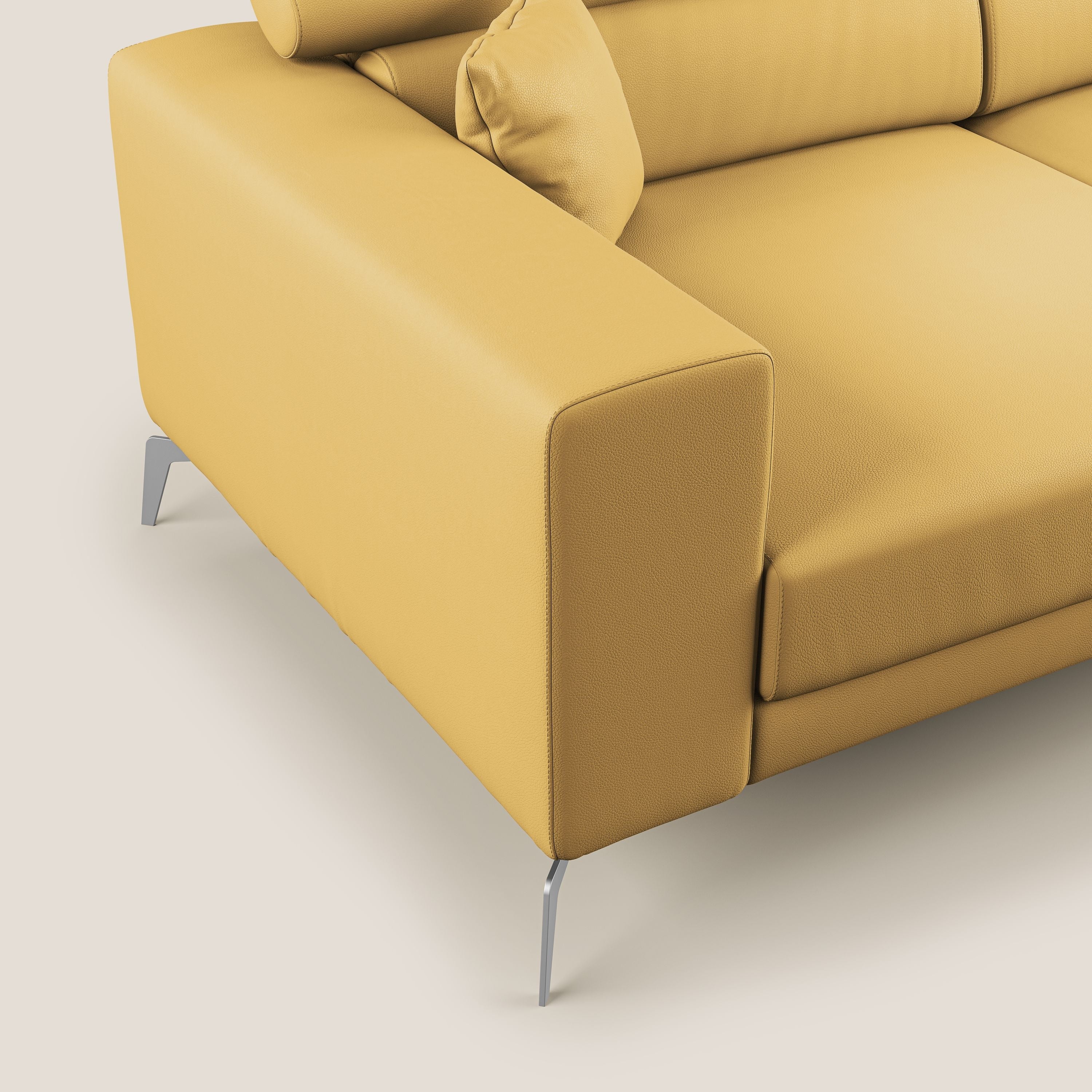 Blade Divano moderno con poggiatesta reclinabili in Ecopelle T04 giallo - divani.store