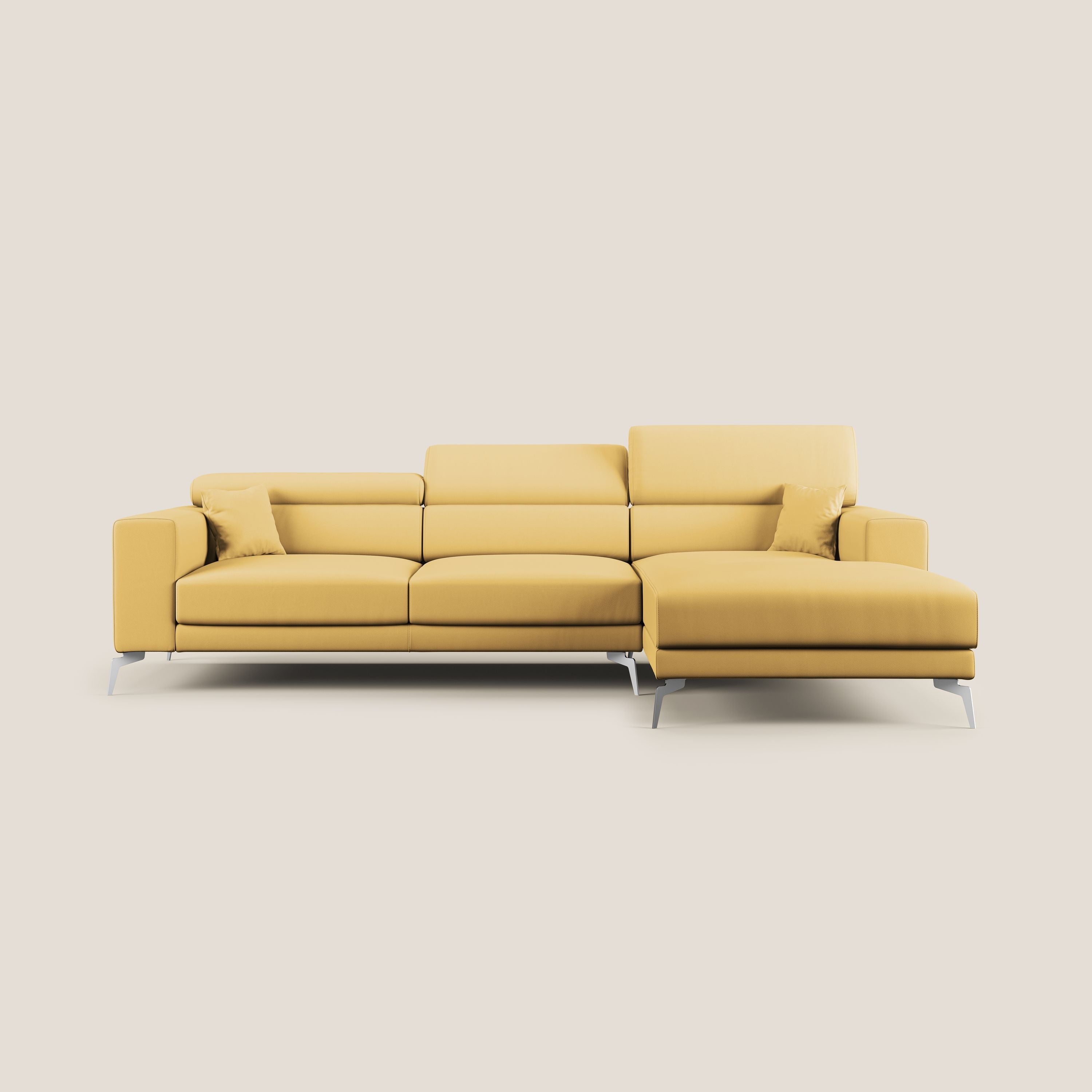 Blade Divano moderno angolare con poggiatesta reclinabili in Ecopelle T04 giallo - divani.store