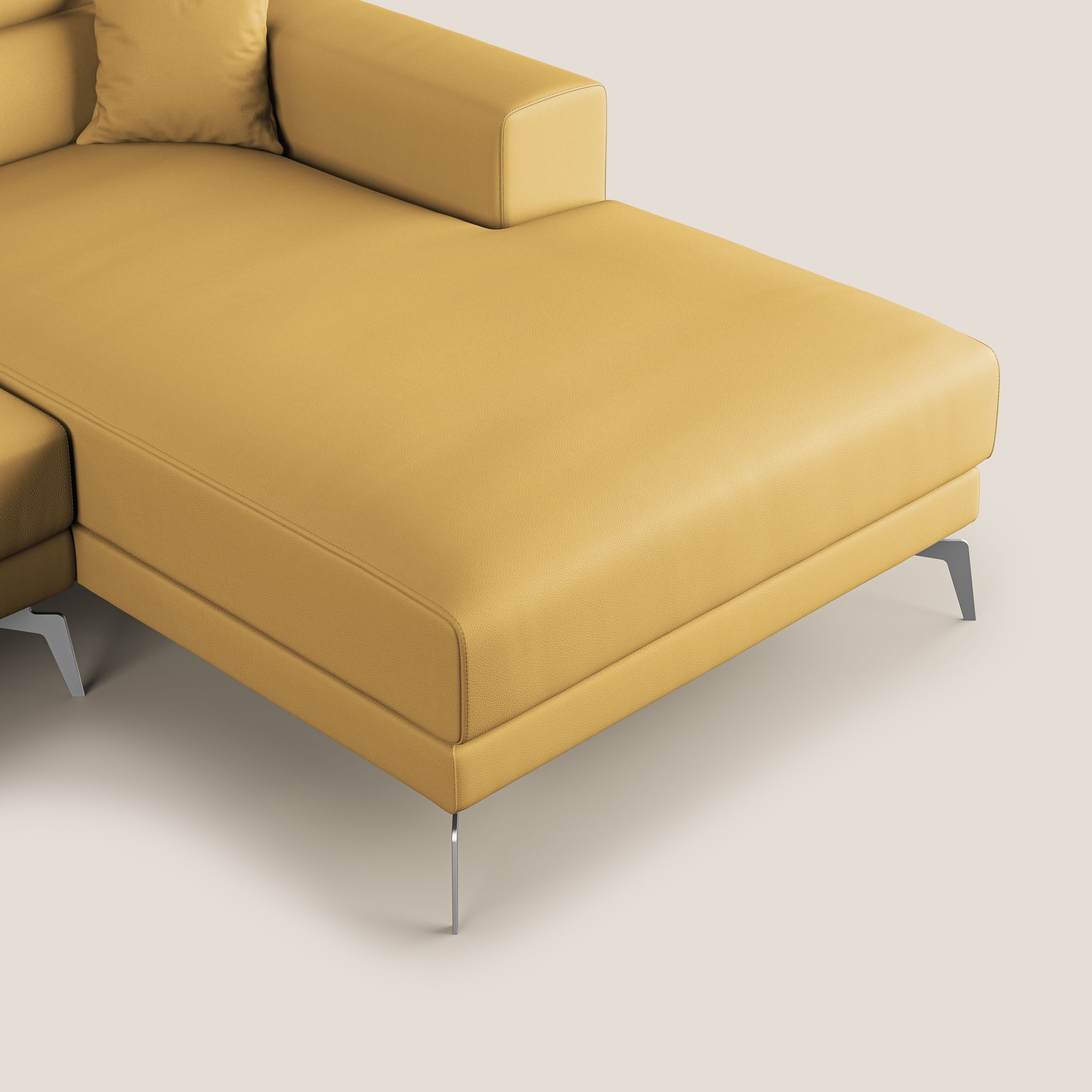 Blade Divano moderno angolare con poggiatesta reclinabili in Ecopelle T04 giallo - divani.store