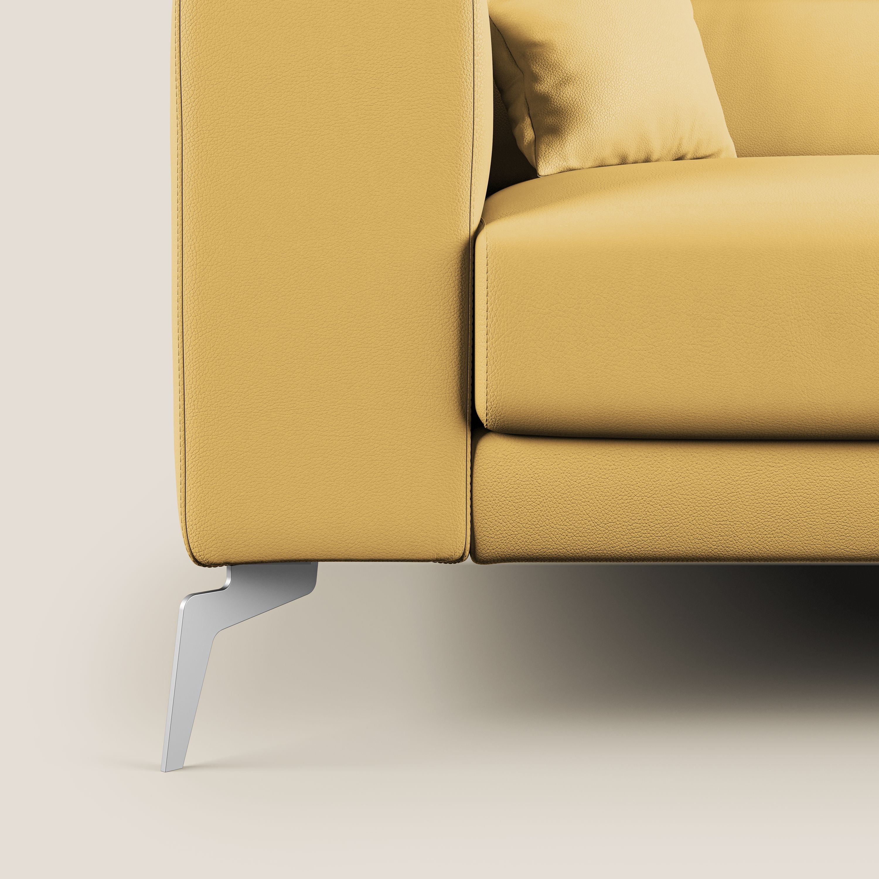 Blade Divano moderno angolare con poggiatesta reclinabili in Ecopelle T04 giallo - divani.store