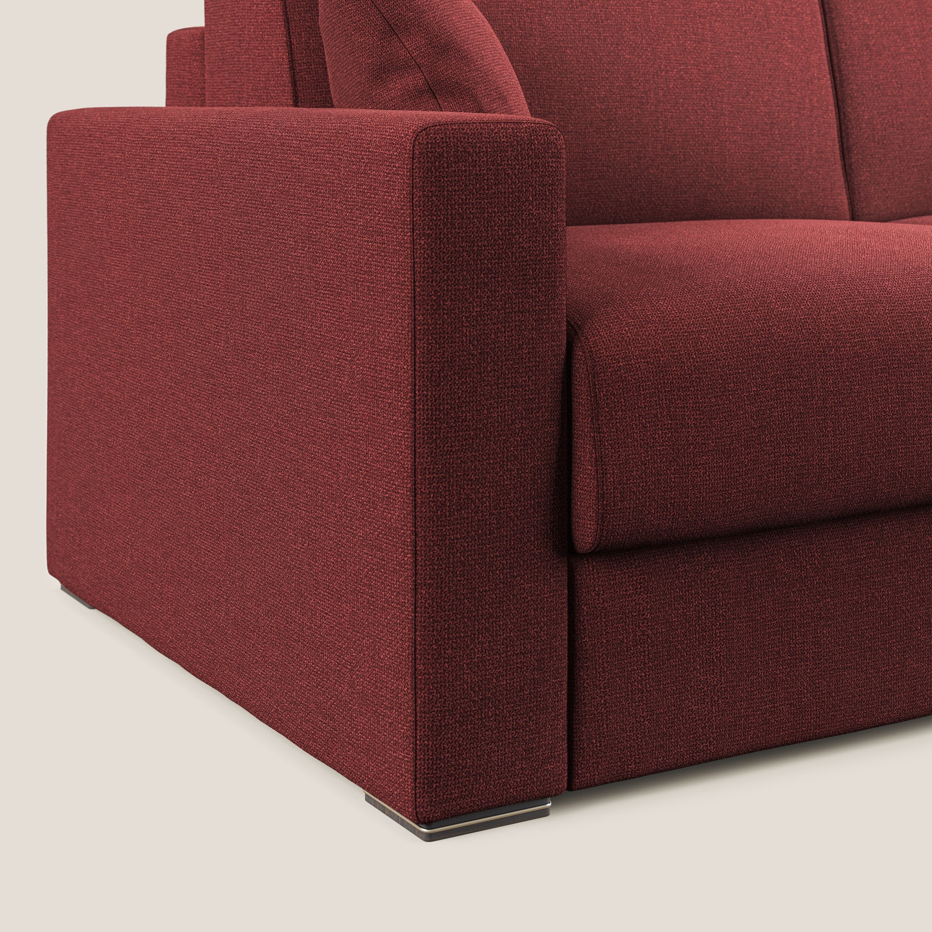 Best Divano letto angolare con penisola in tessuto smacchiabile QuickClean T08 rosso - divani.store