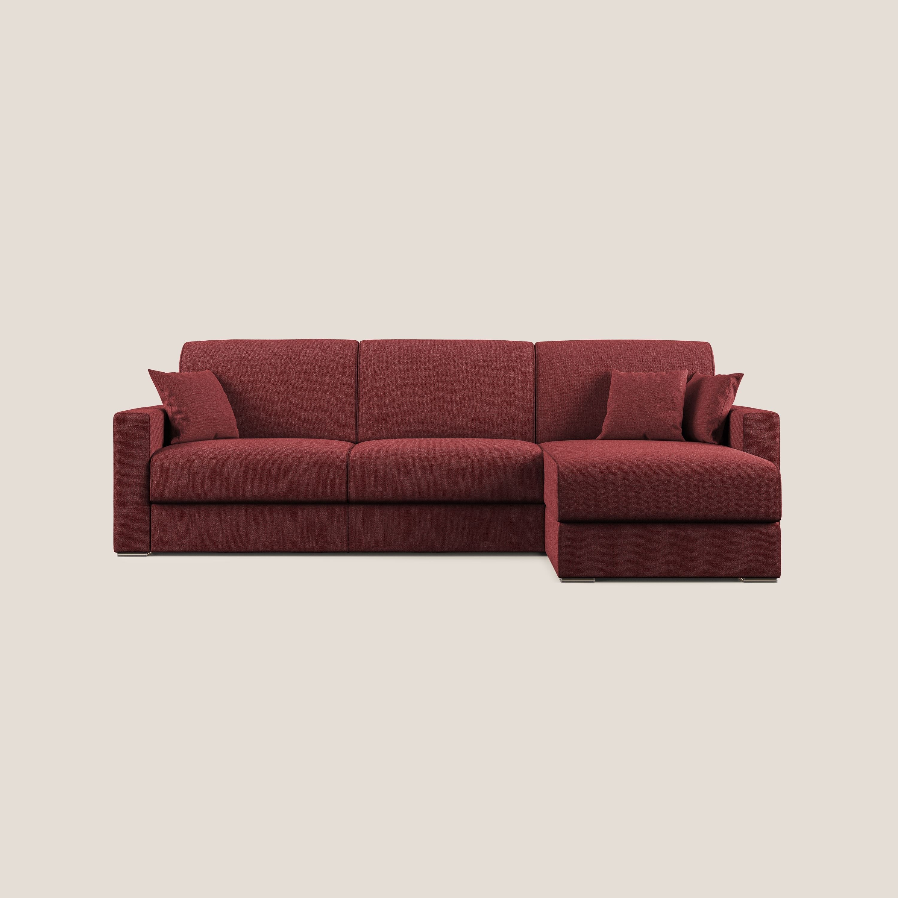 Best Divano letto angolare con penisola in tessuto smacchiabile QuickClean T08 rosso - divani.store
