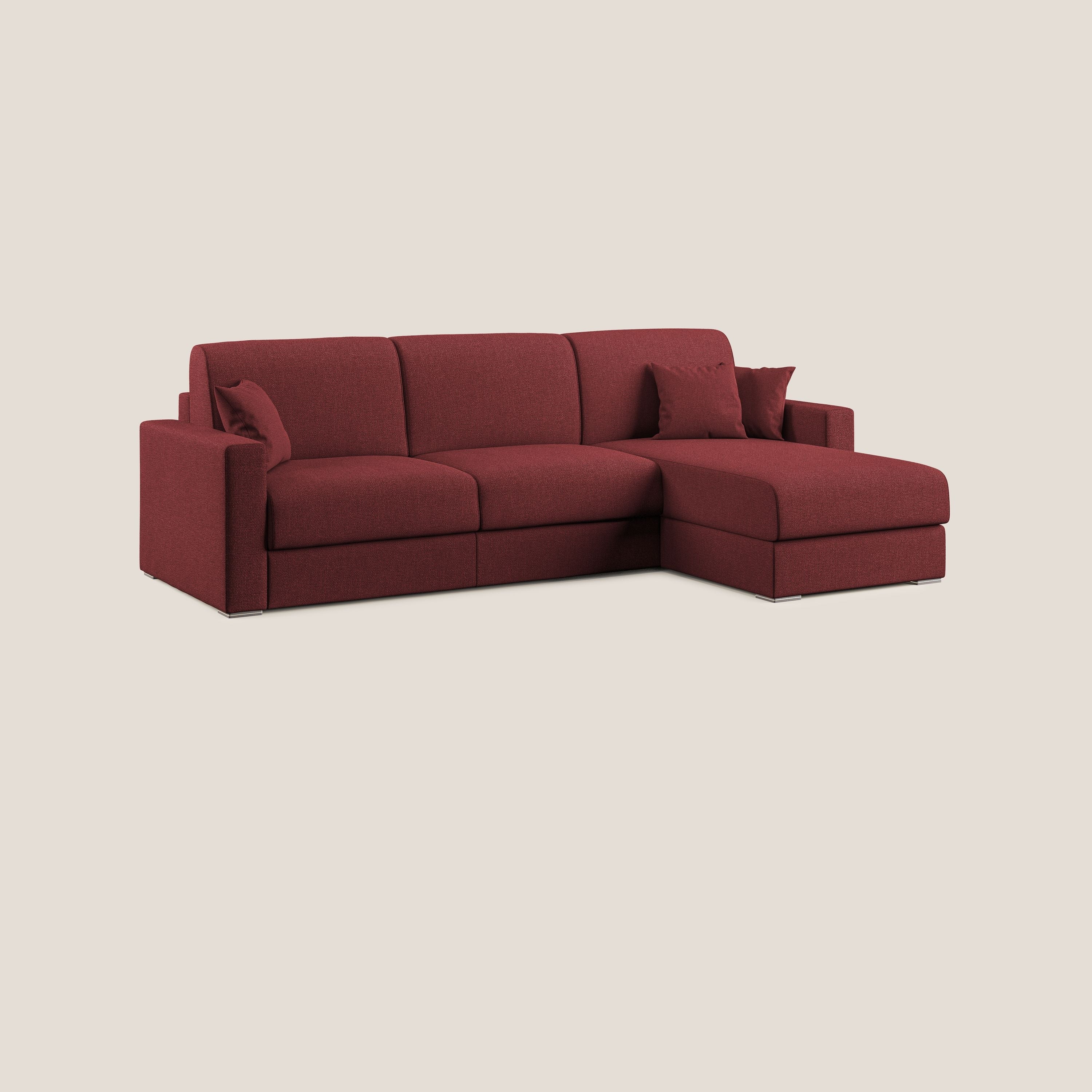Best Divano letto angolare con penisola in tessuto smacchiabile QuickClean T08 rosso - divani.store