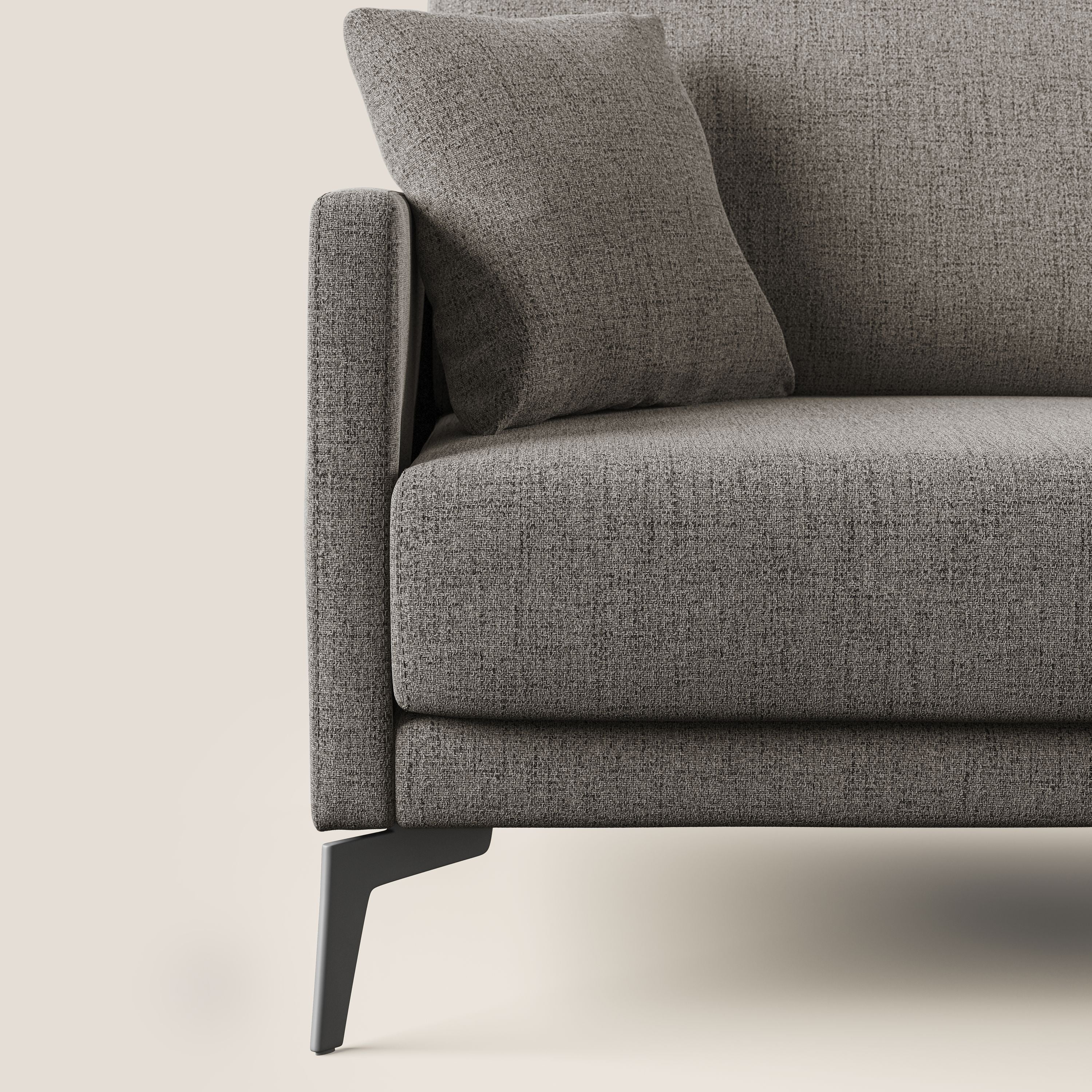 Saturno divano angolare moderno in tessuto morbido impermeabile T03 talpa - divani.store