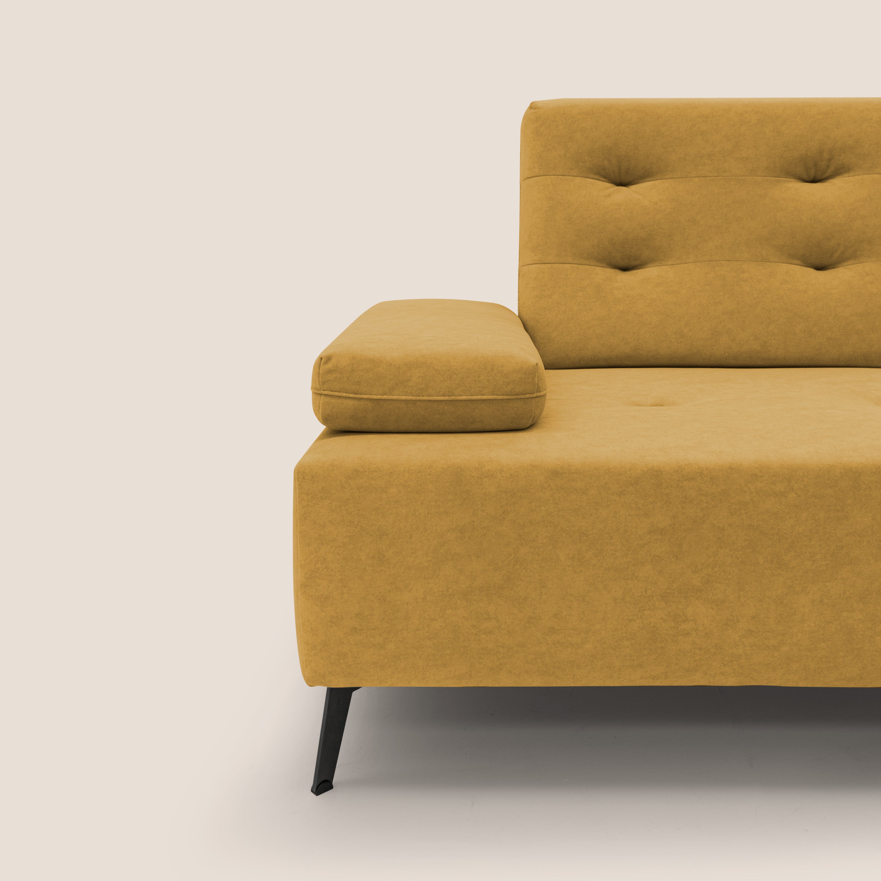 Lugano Divano angolare con schienali traslanti in microfibra effetto velluto T09 giallo - divani.store