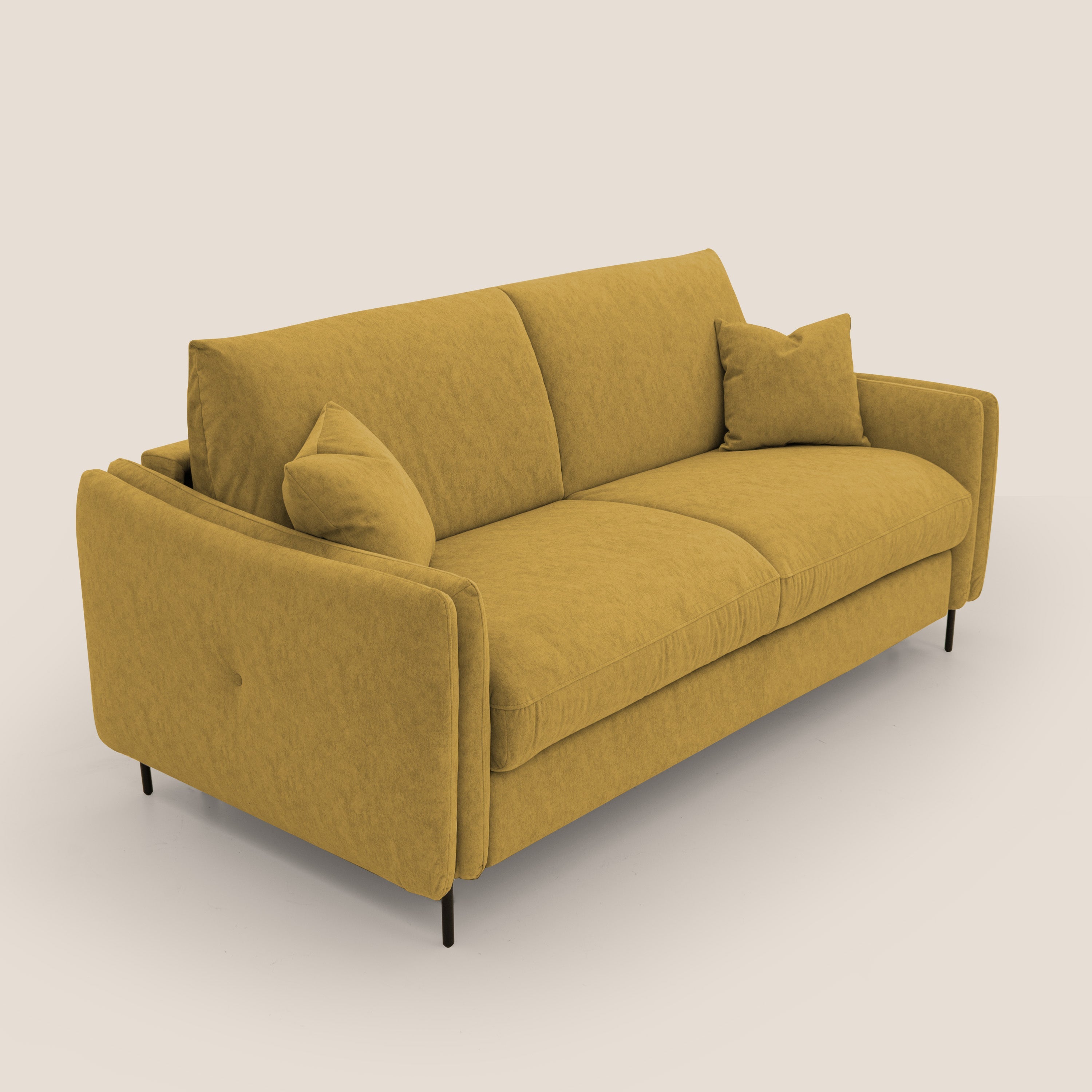Gregory Divano letto con materasso h18 cm in microfibra effetto velluto impermeabile T09 giallo - divani.store