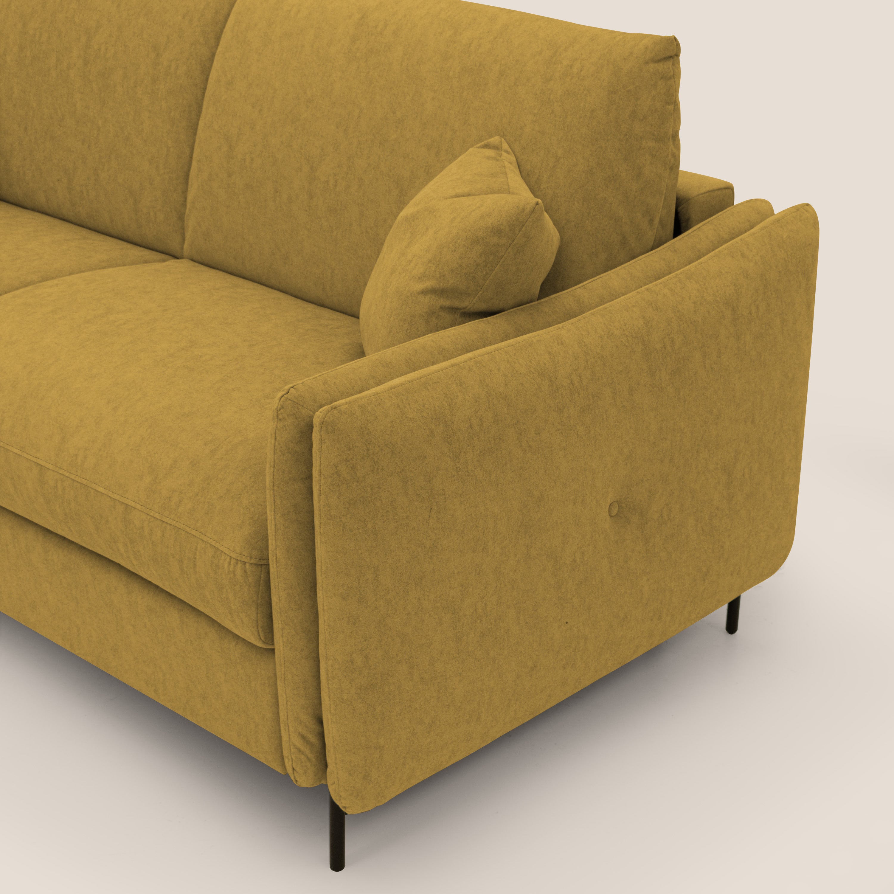 Gregory Divano letto con materasso h18 cm in microfibra effetto velluto impermeabile T09 giallo - divani.store