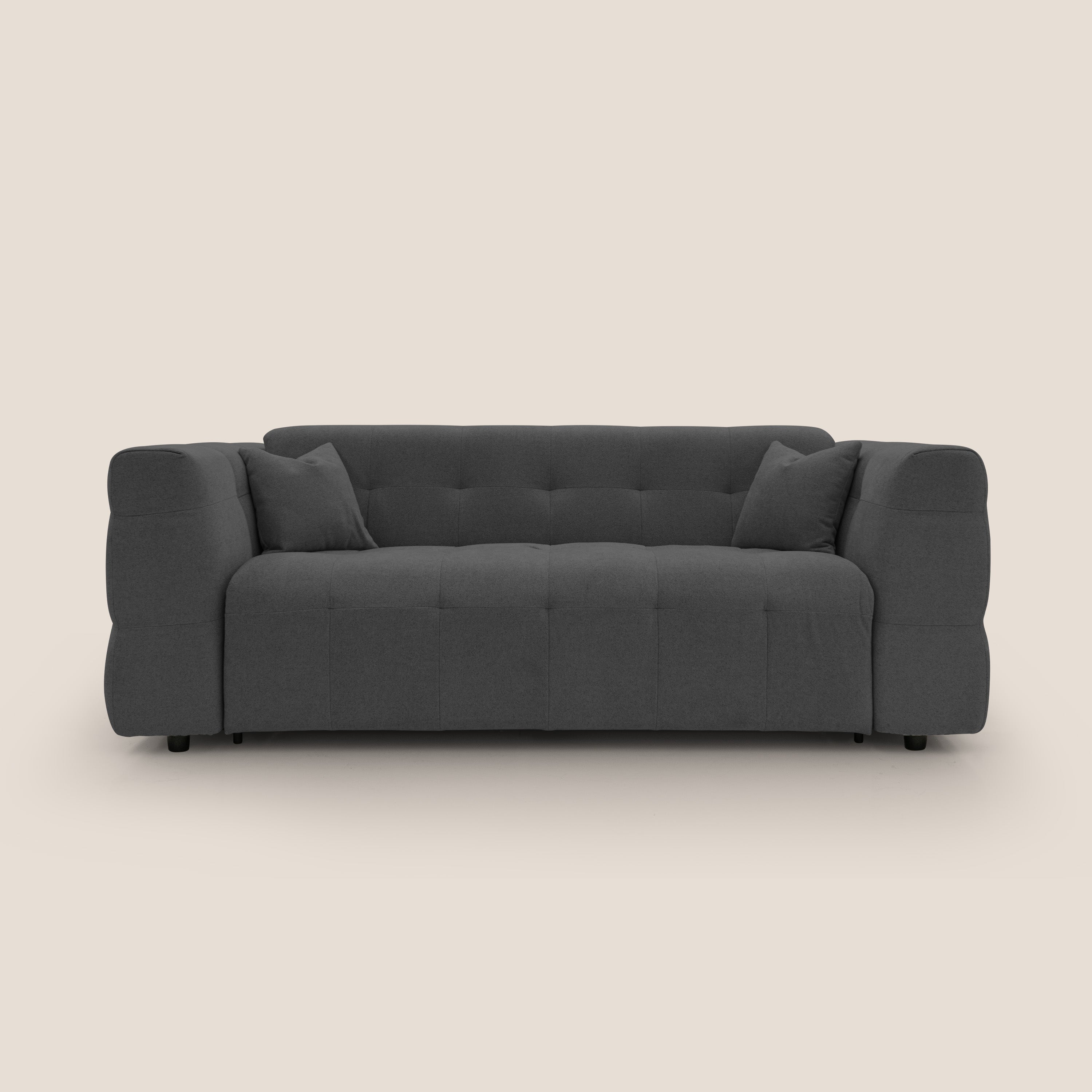 Tender Divano letto matrimoniale dal design innovativo in tessuto bouclet impermeabile T07 antracite - divani.store