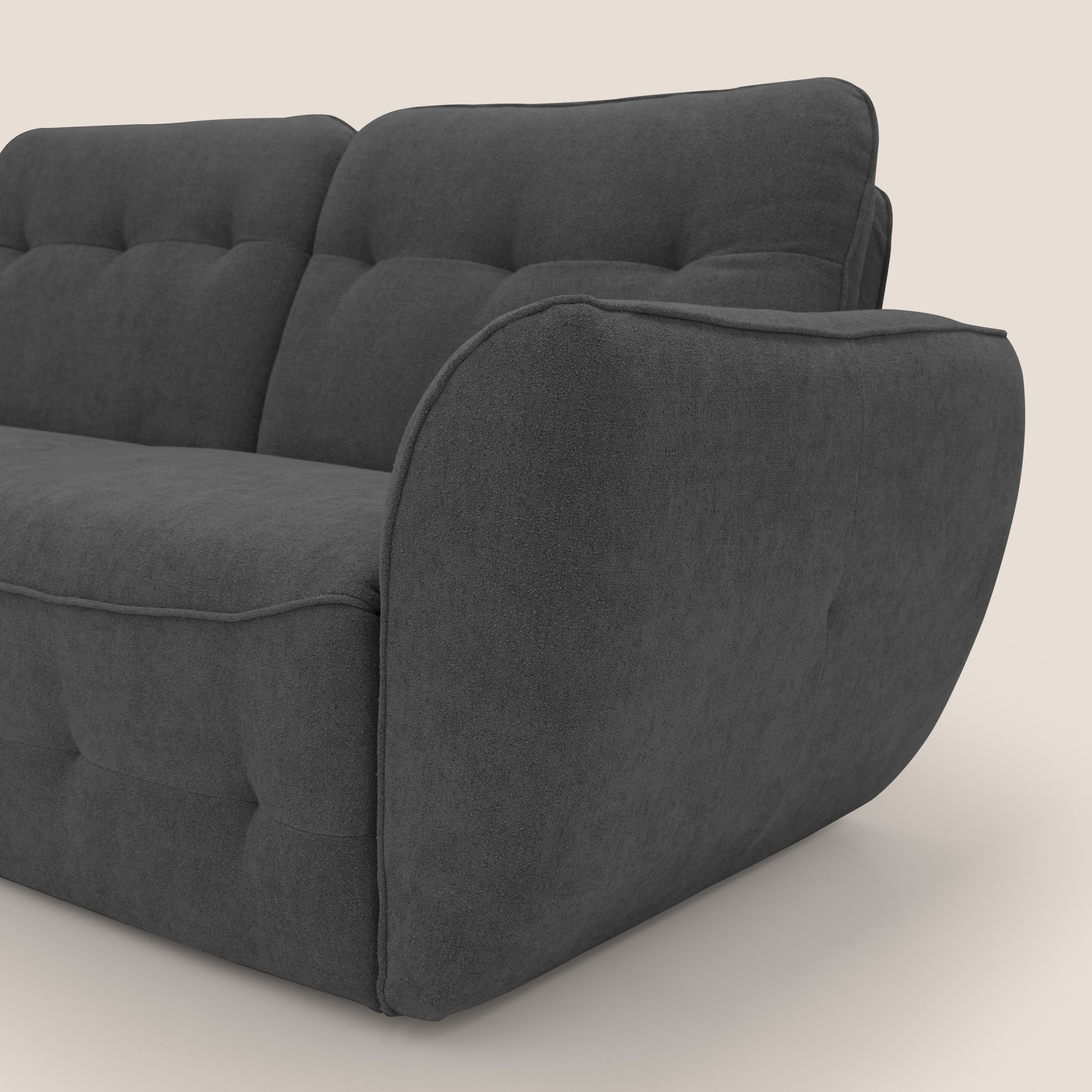 Cerbero divano 2 e 3 posti in morbido bouclé impermeabile T07 antracite - divani.store