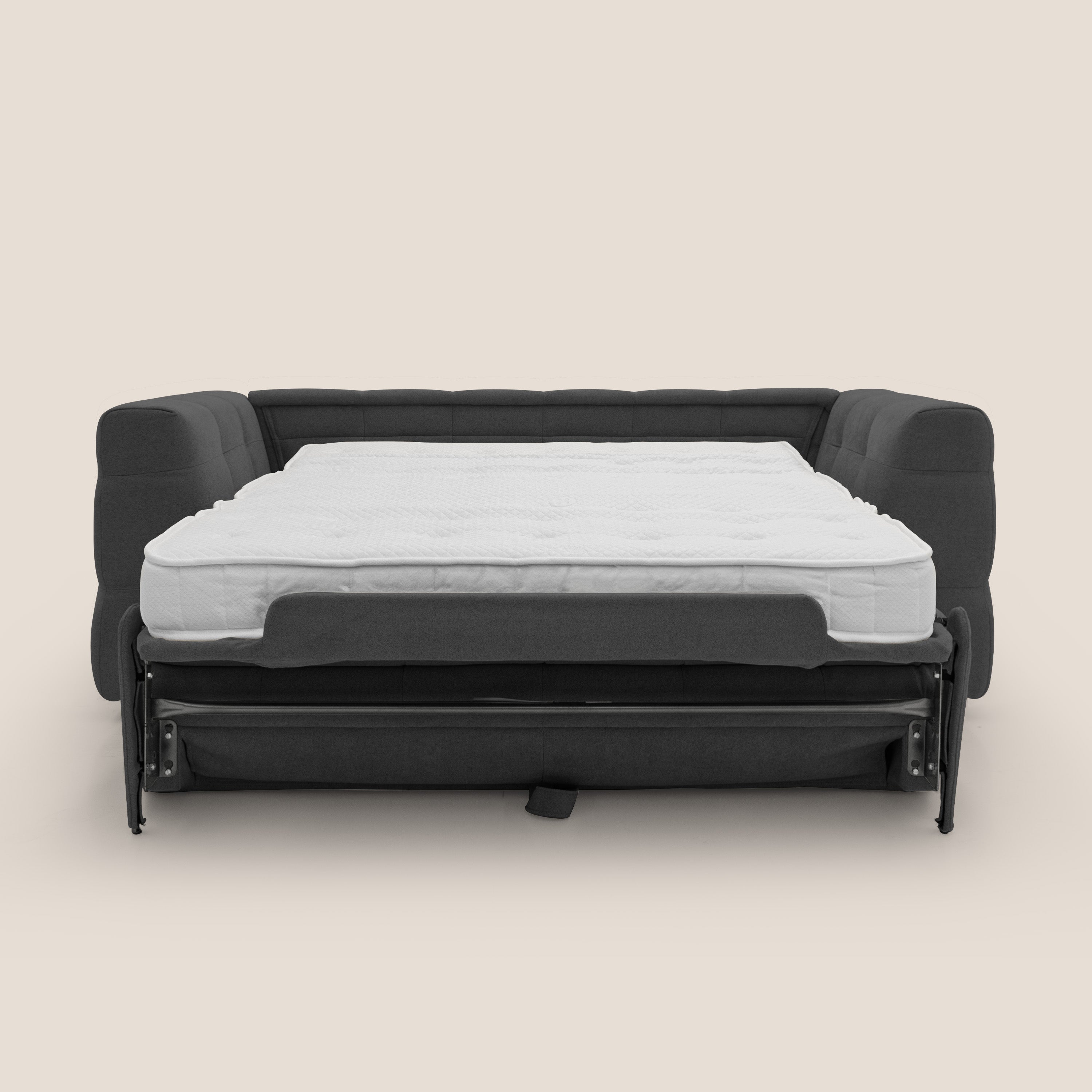 Tender Divano letto matrimoniale dal design innovativo in tessuto bouclet impermeabile T07 antracite - divani.store