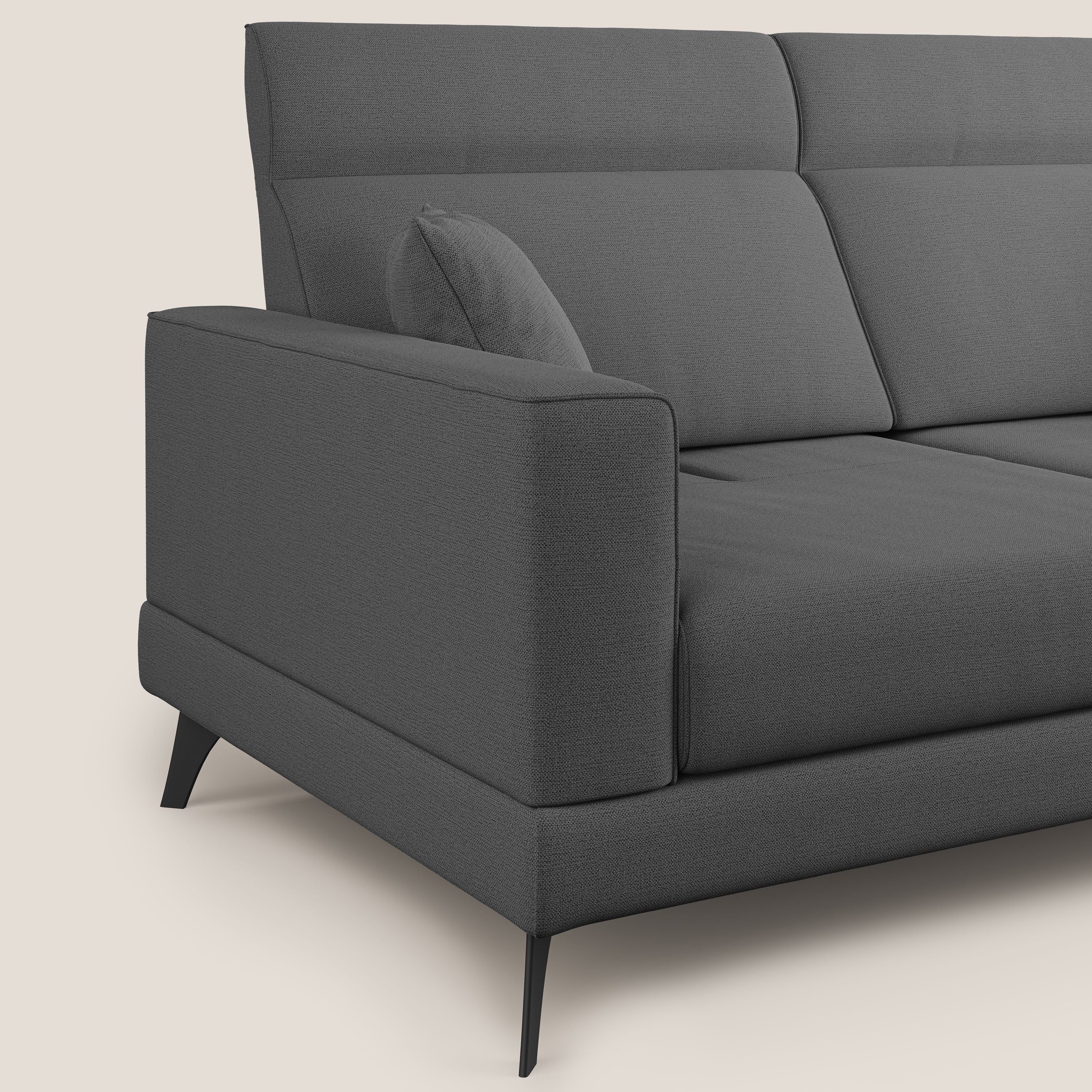 Slide Divano con schienali traslanti e poggiatesta in tessuto simil cotone impermeabile T19 antracite - divani.store