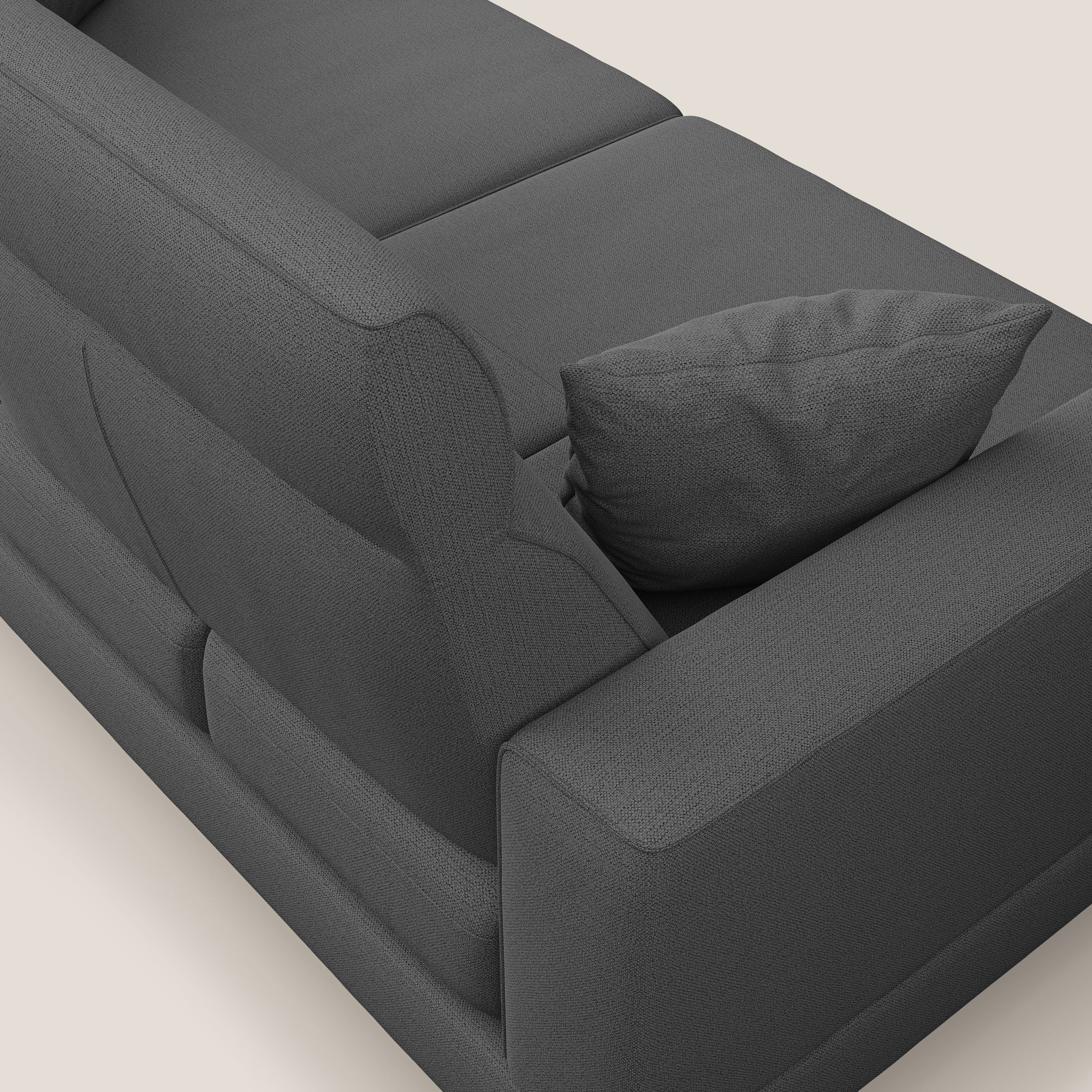 Slide Divano con schienali traslanti e poggiatesta in tessuto simil cotone impermeabile T19 antracite - divani.store