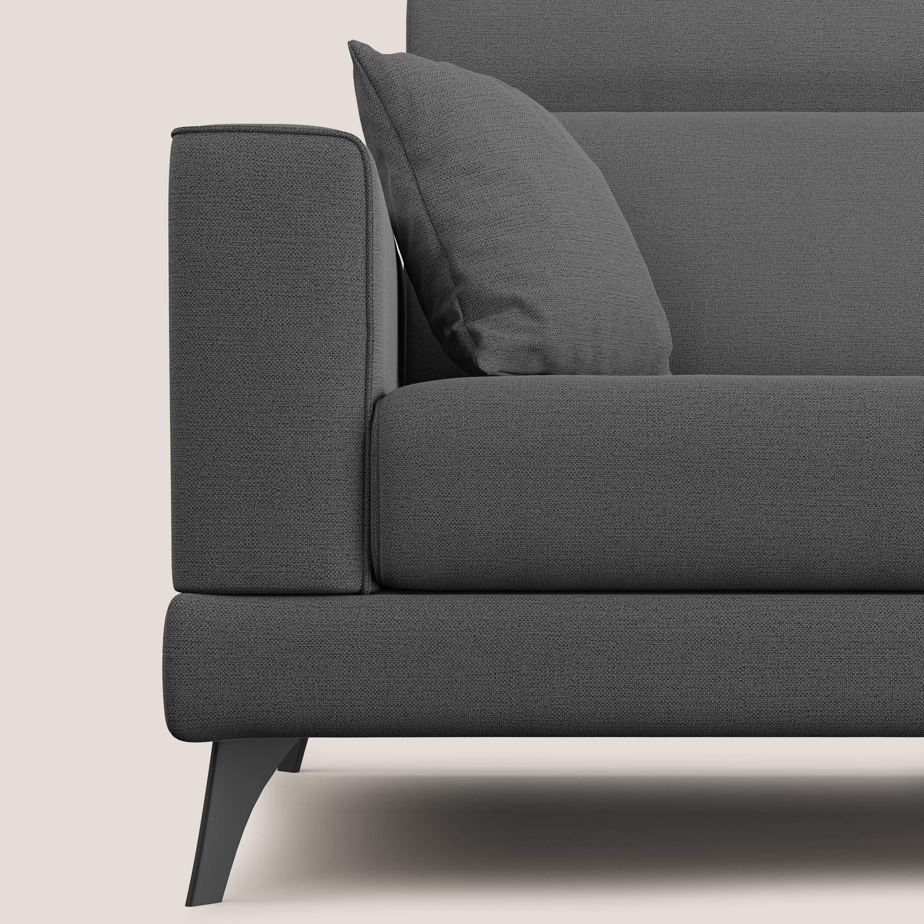 Slide Divano con schienali traslanti e poggiatesta in tessuto simil cotone impermeabile T19 antracite - divani.store