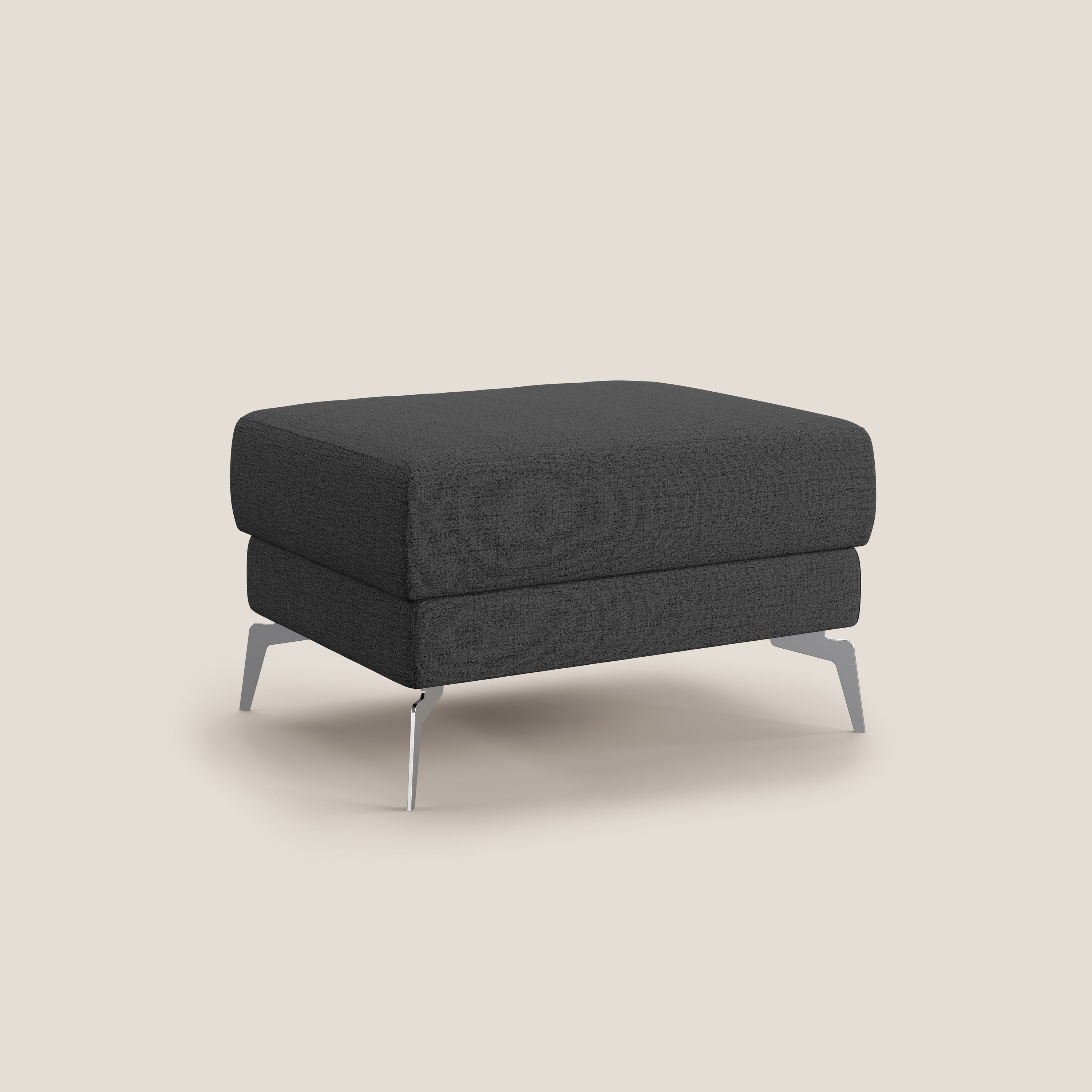 Star Pouf con piedini alti in tessuto impermeabile fiammato T03 antracite - divani.store