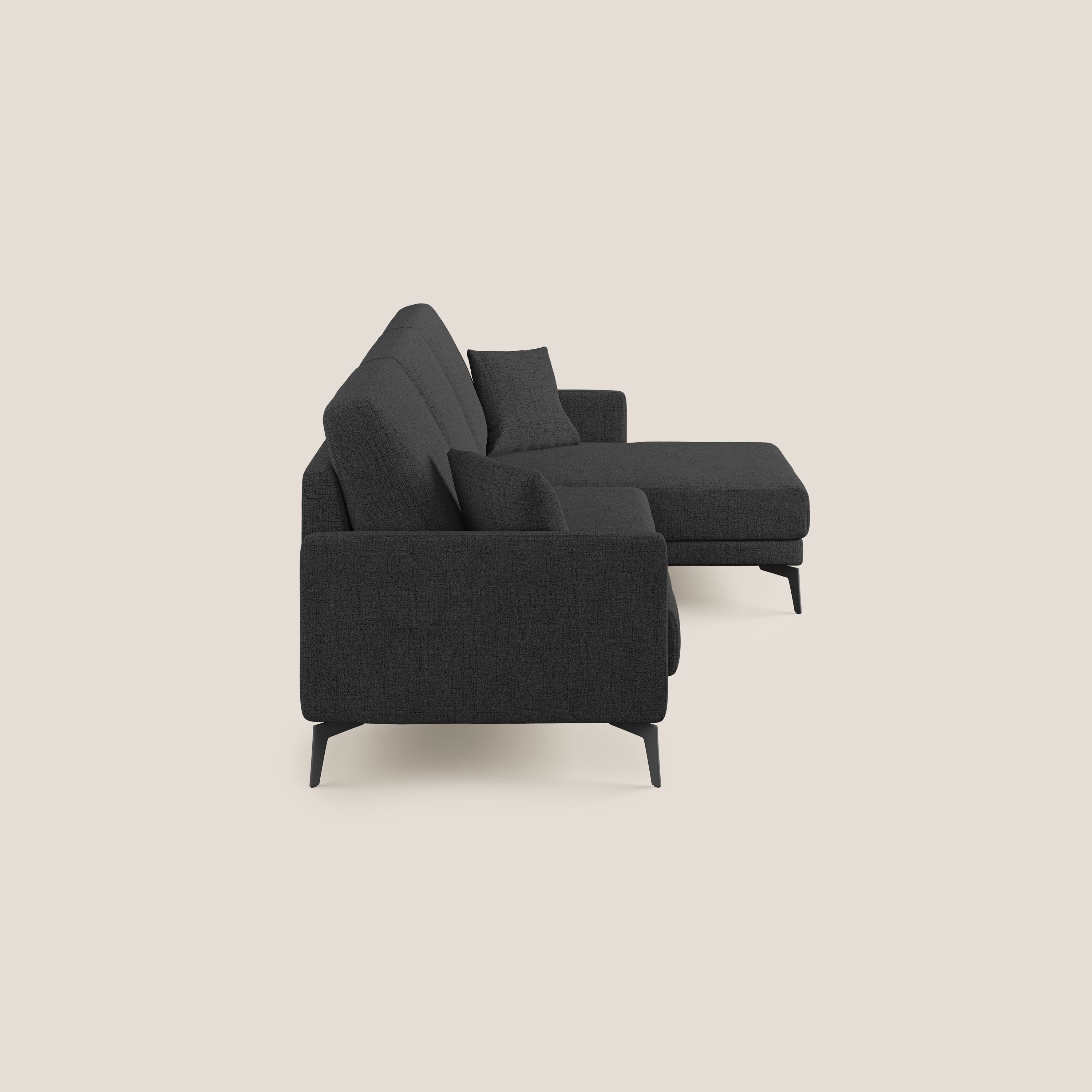 Saturno divano angolare moderno in tessuto morbido impermeabile T03 antracite - divani.store