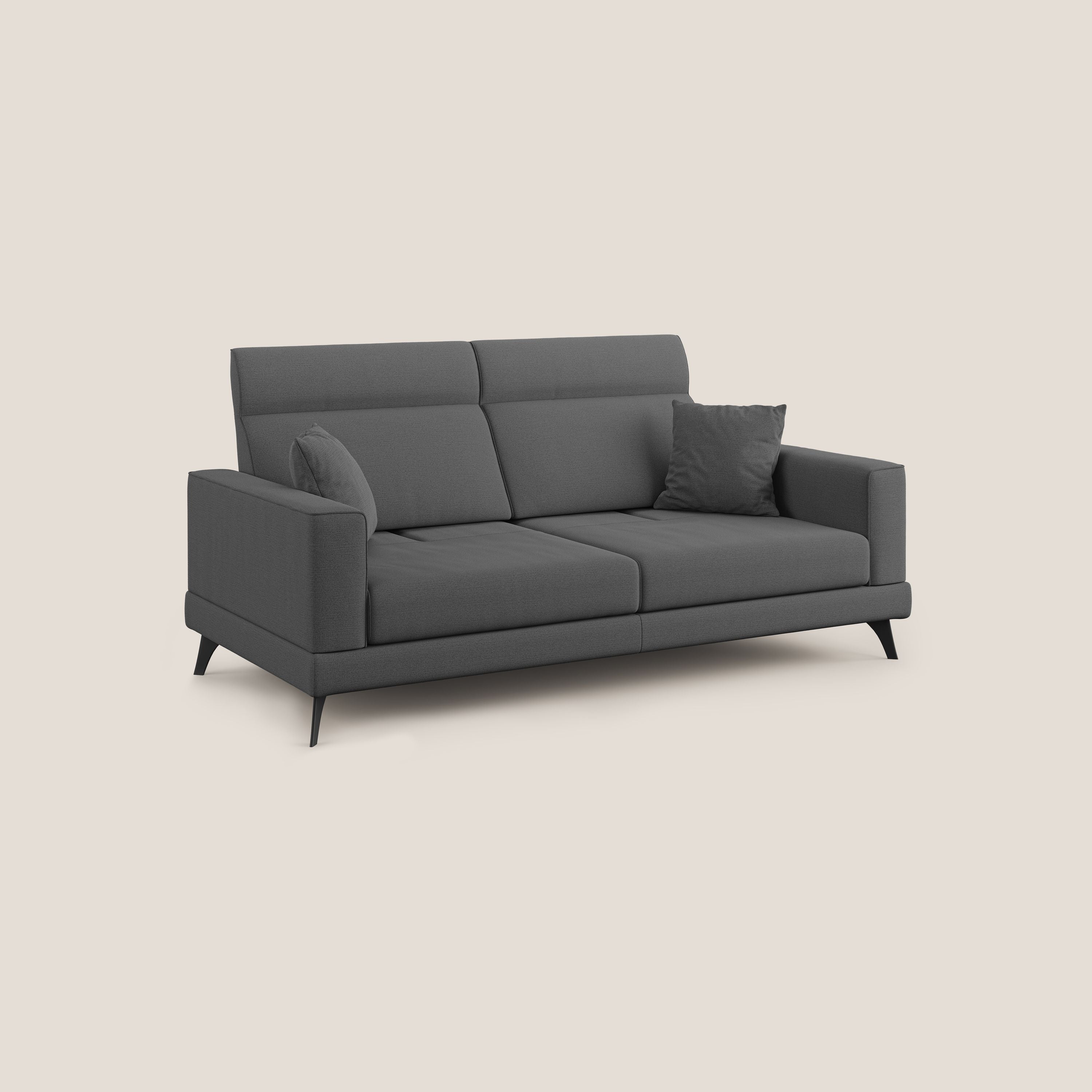 Slide Divano con schienali traslanti e poggiatesta in tessuto simil cotone impermeabile T19 antracite - divani.store