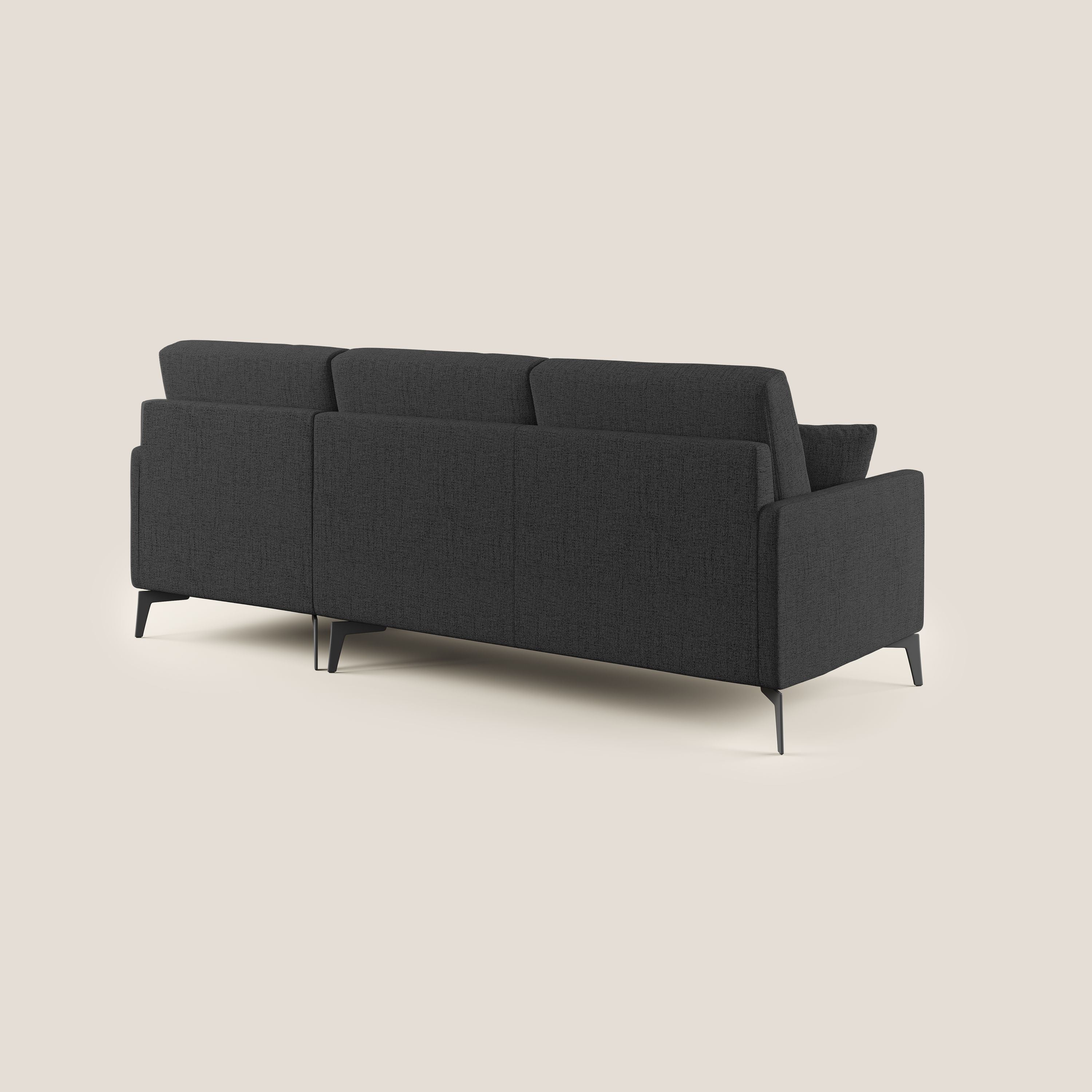 Saturno divano angolare moderno in tessuto morbido impermeabile T03 antracite - divani.store