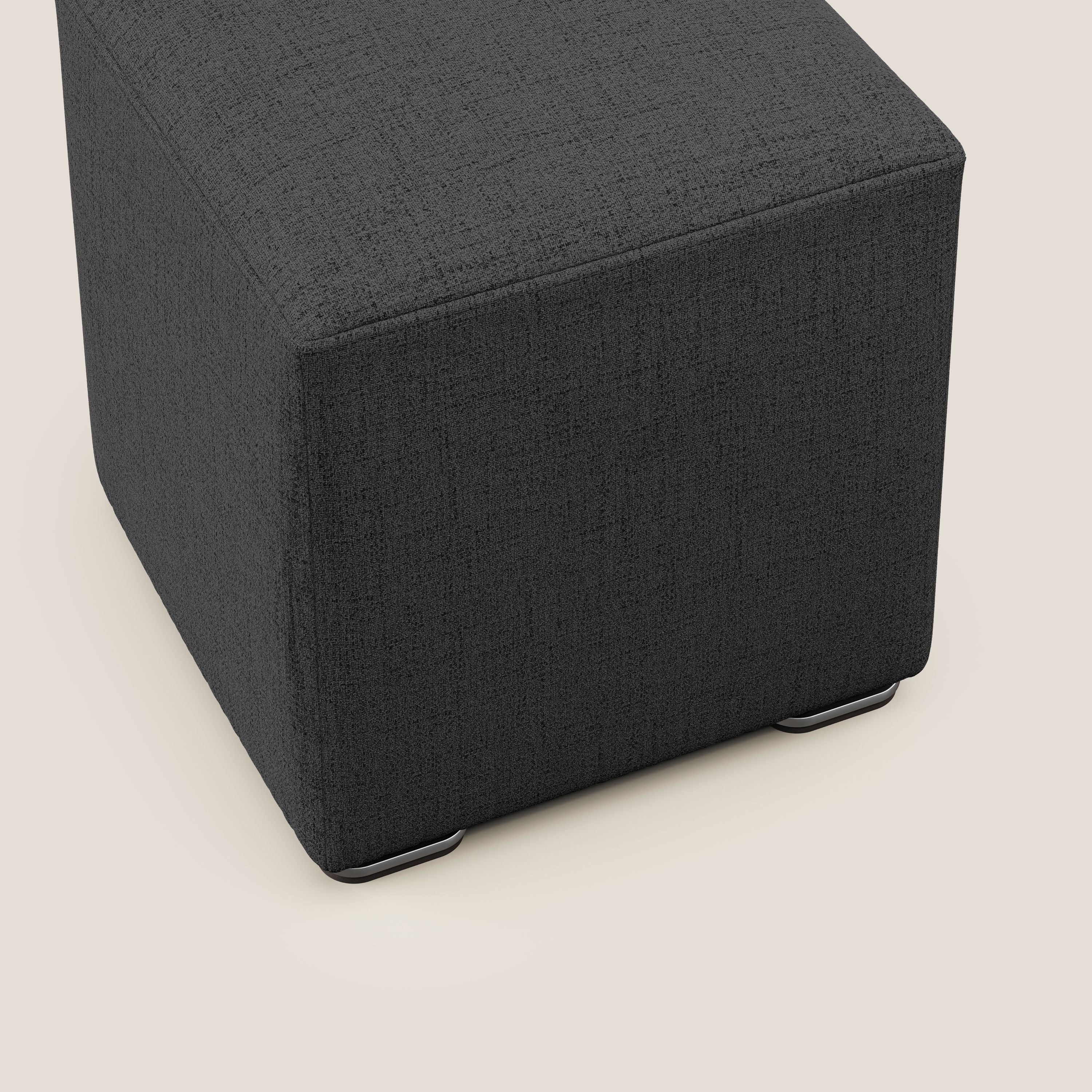 Cube pouf in tessuto morbido impermeabile T03 antracite - divani.store