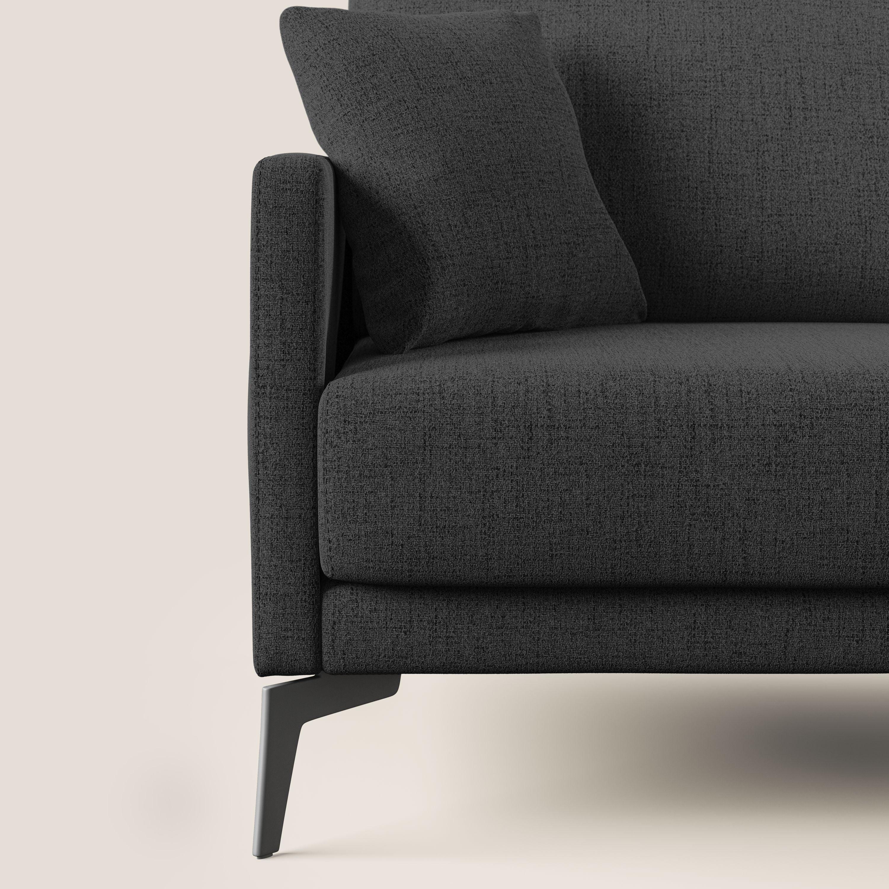Saturno divano angolare moderno in tessuto morbido impermeabile T03 antracite - divani.store